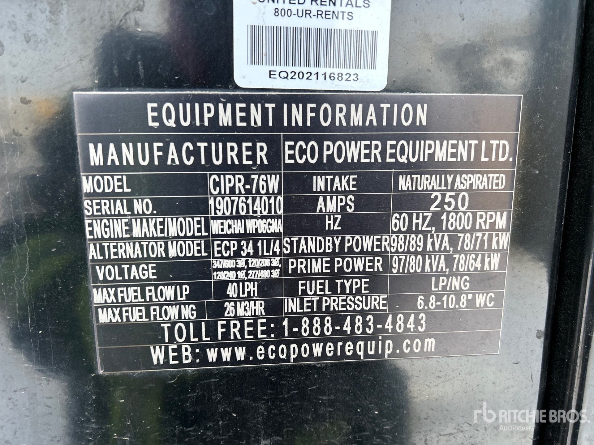 General Appearance with Serial Number / VIN