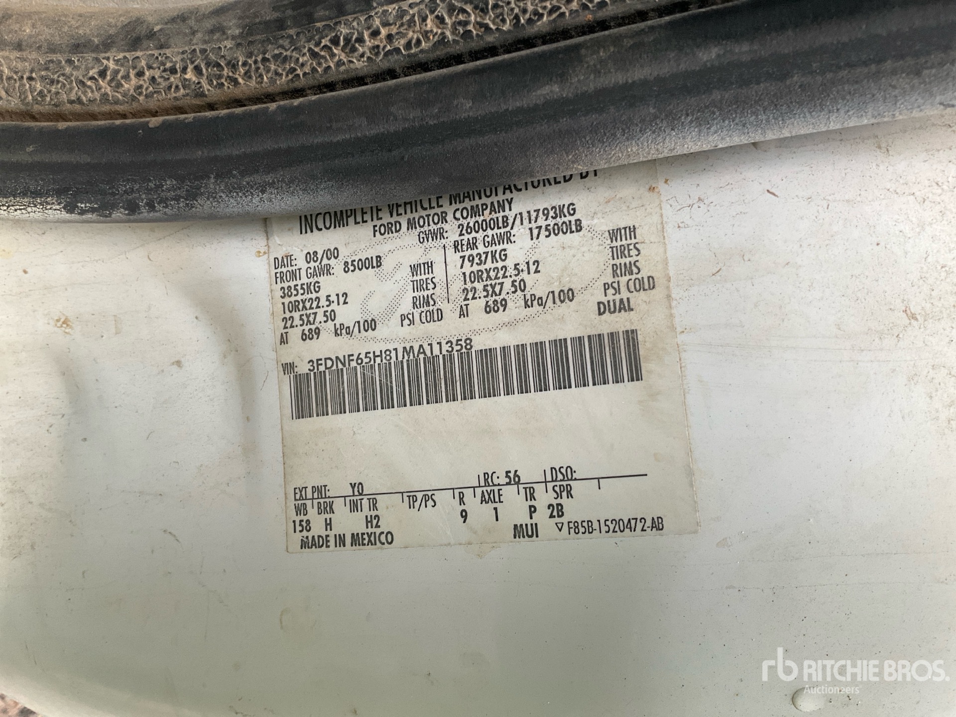 General Appearance with Serial Number / VIN