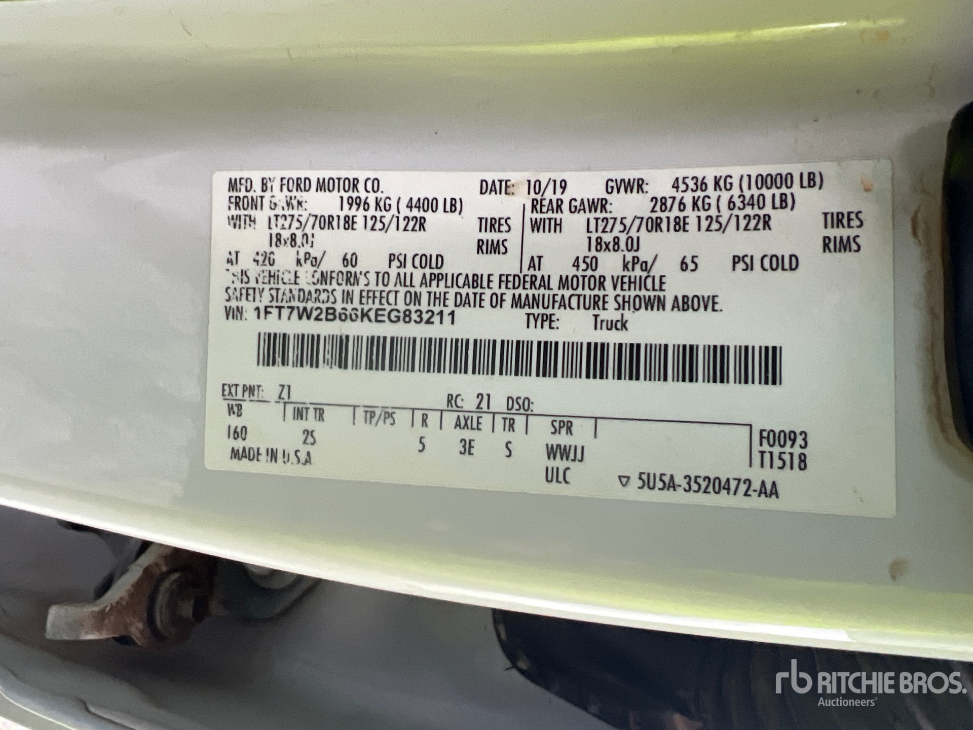 General Appearance with Serial Number / VIN