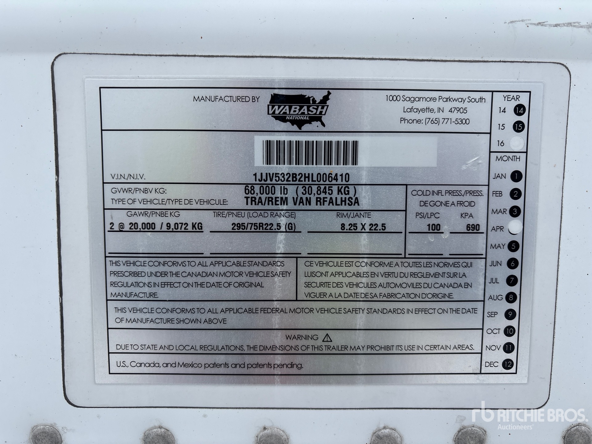 General Appearance with Serial Number / VIN