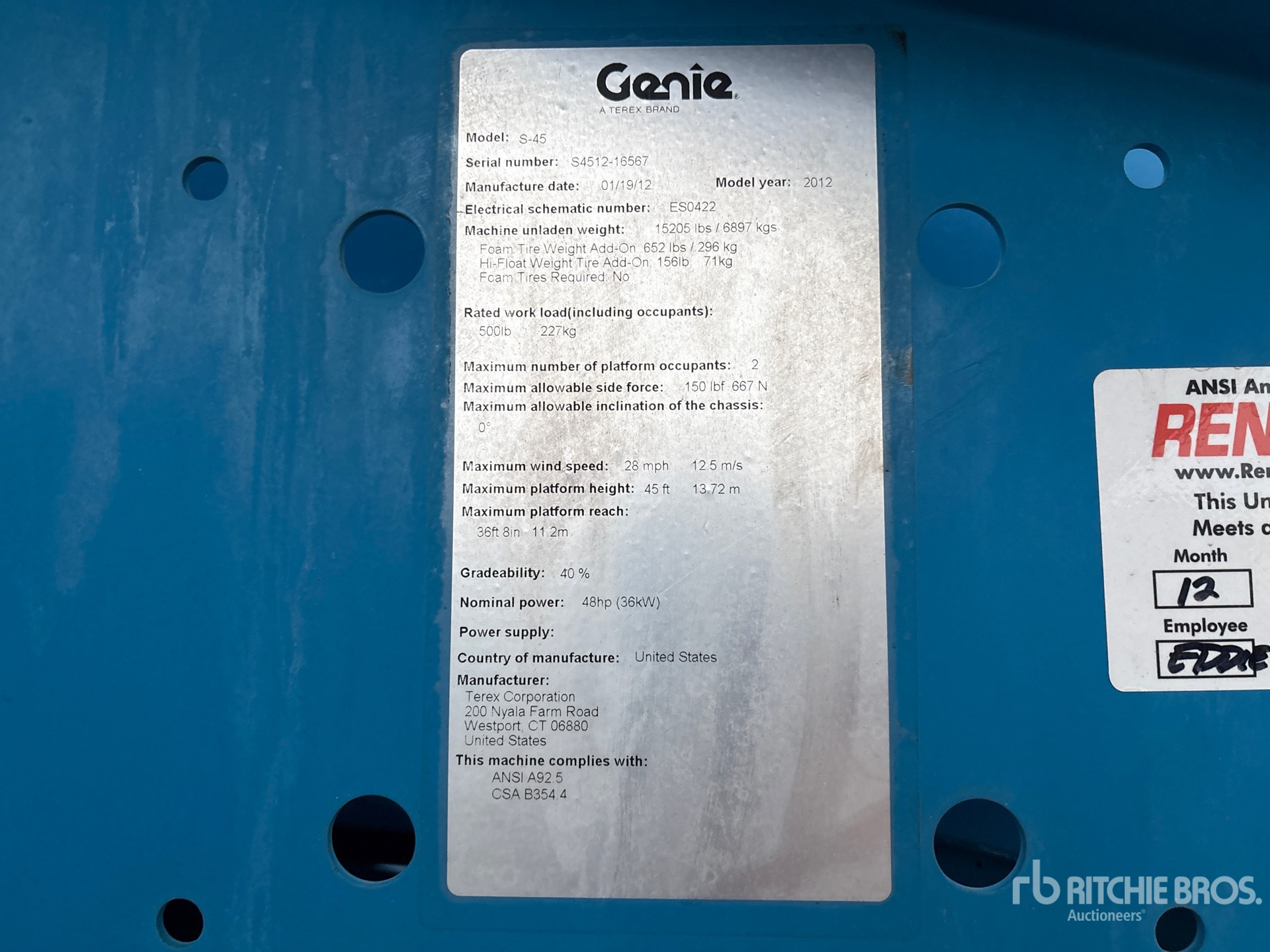 General Appearance with Serial Number / VIN