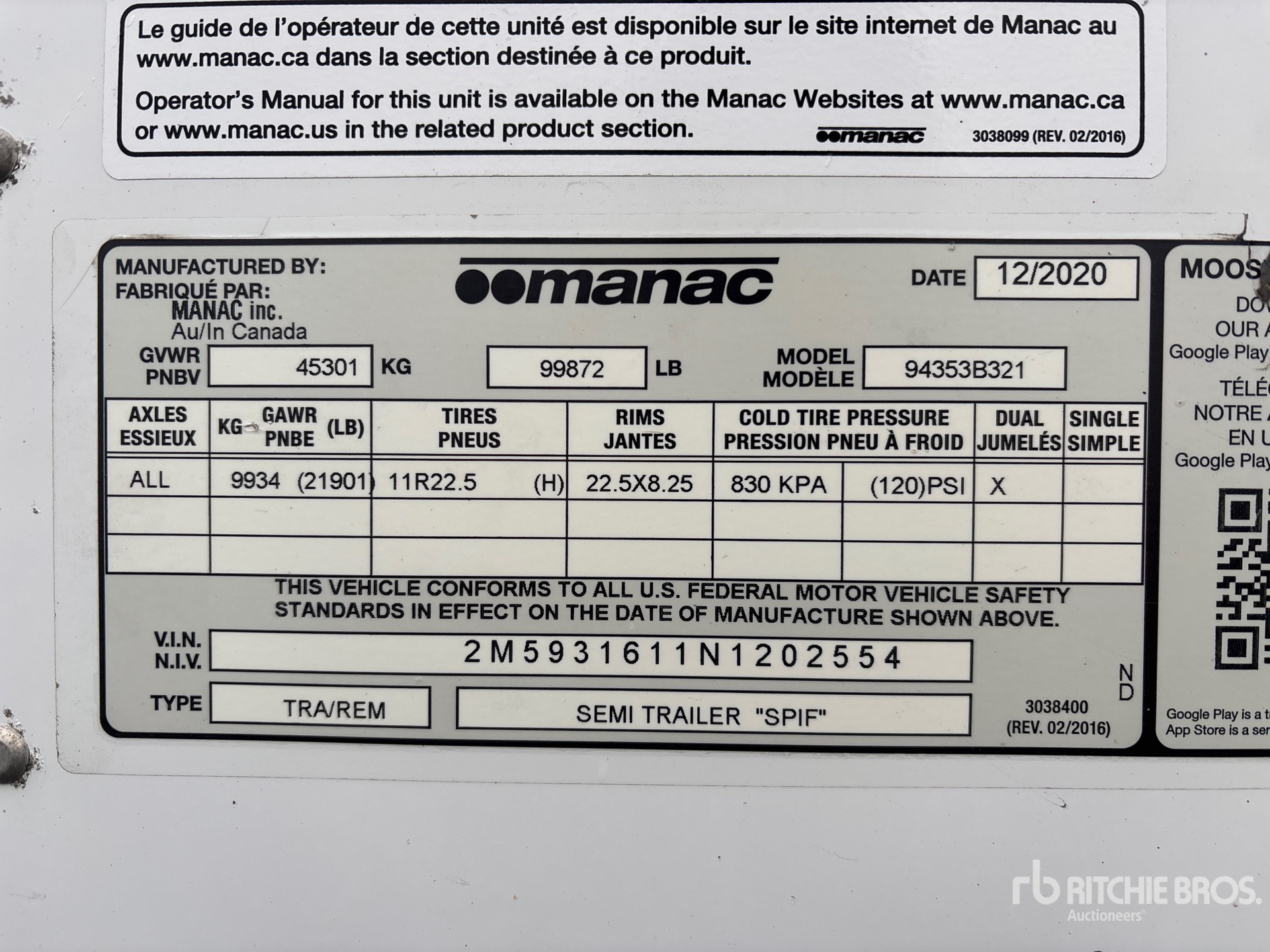 General Appearance with N.º de serie/VIN