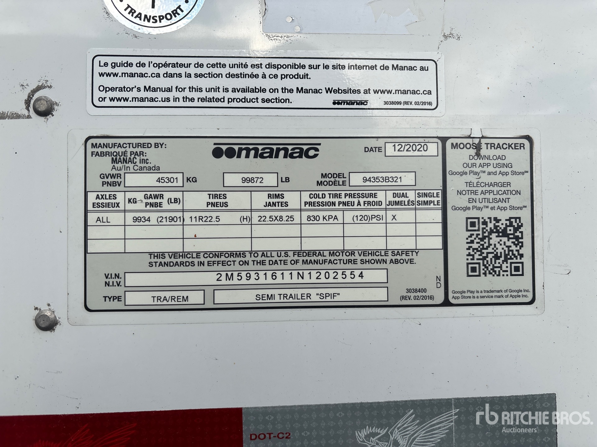 General Appearance with Serial Number / VIN