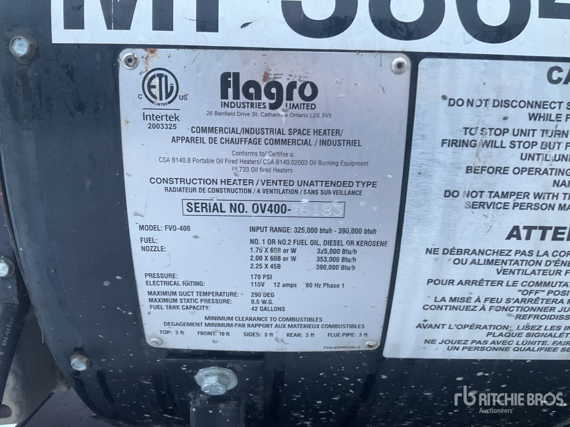 General Appearance with Serial Number / VIN