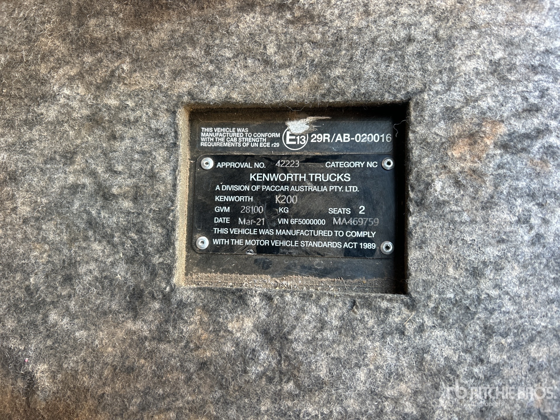 General Appearance with Serial Number / VIN