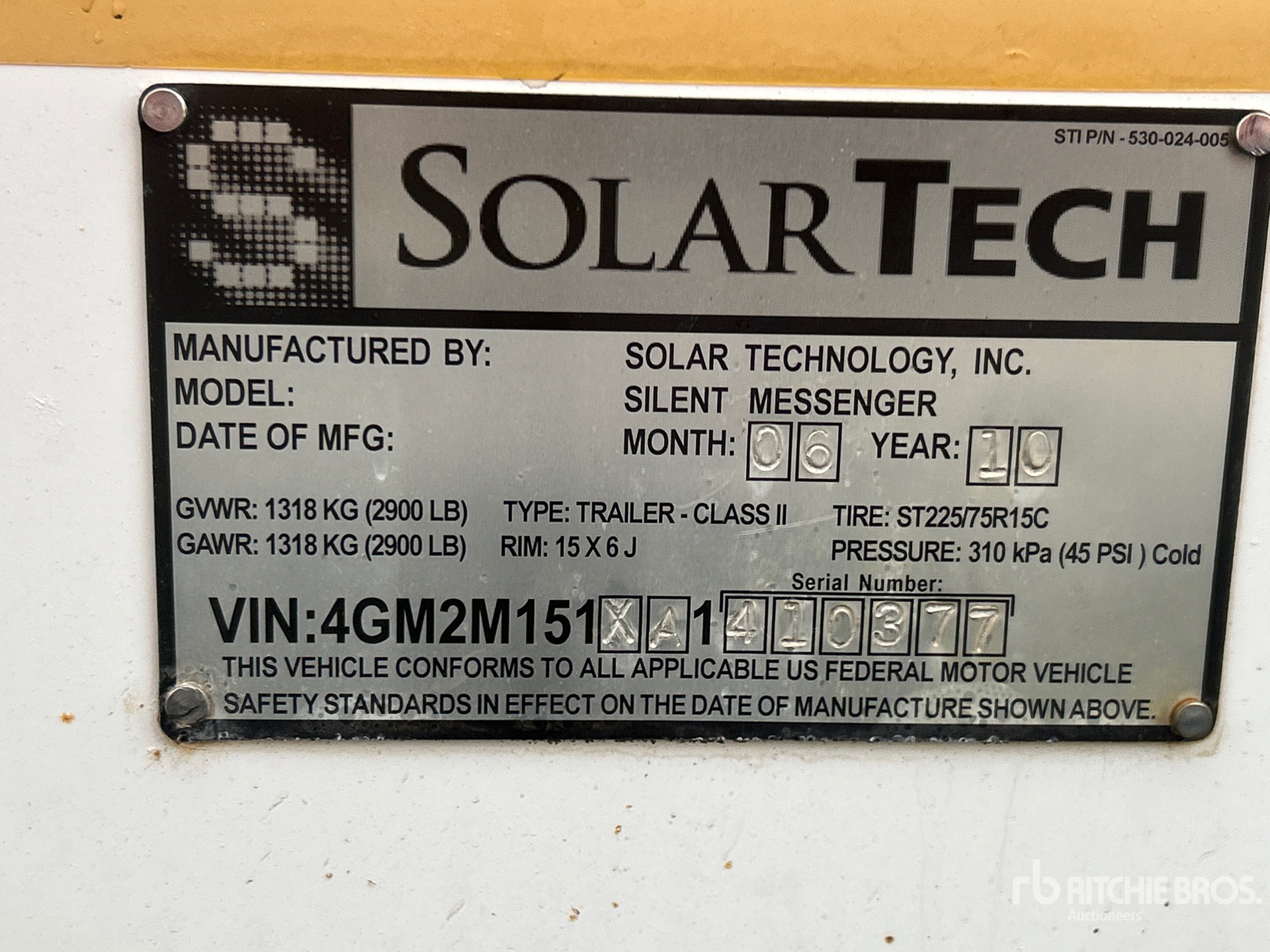 General Appearance with Serial Number / VIN