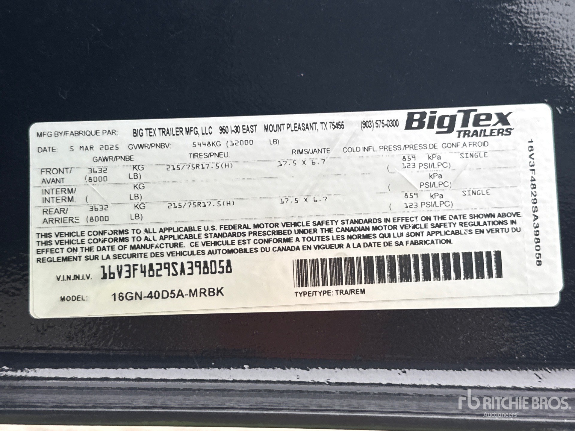 General Appearance with Serial Number / VIN