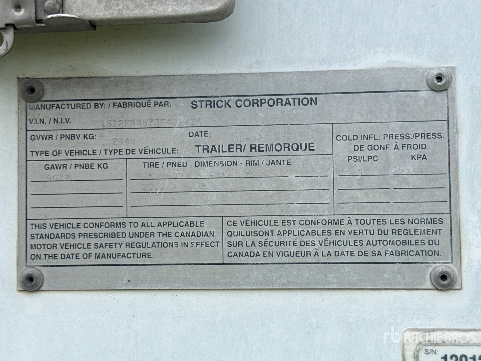 General Appearance with Serial Number / VIN