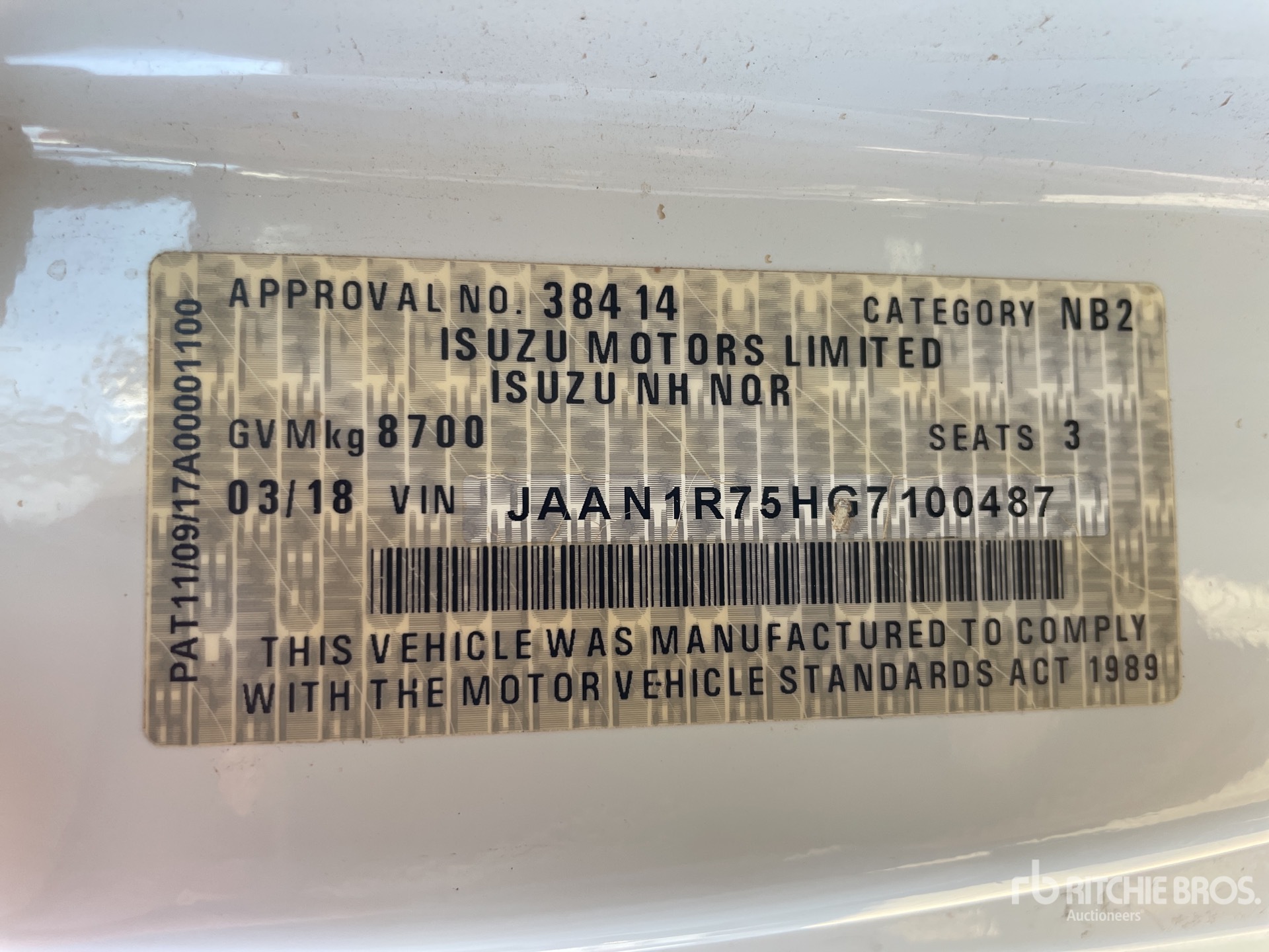 General Appearance with Serial Number / VIN