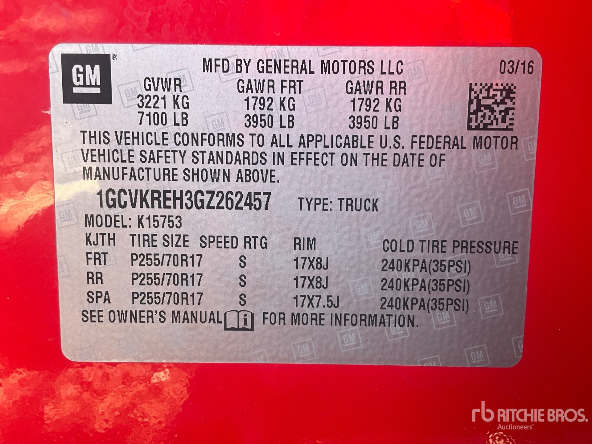 General Appearance with Serial Number / VIN