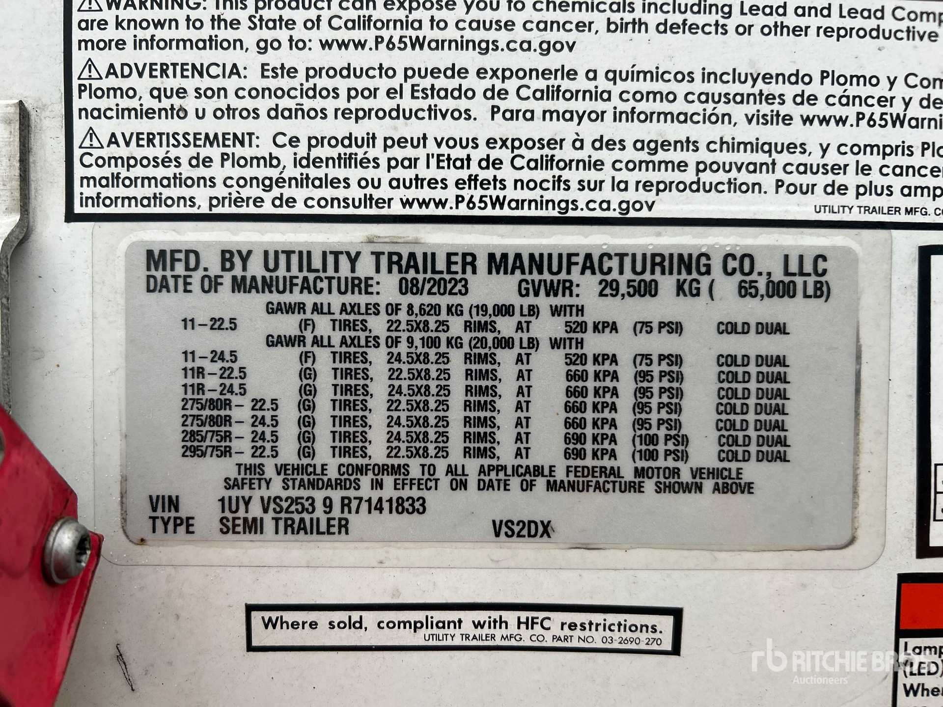 General Appearance with Serial Number / VIN