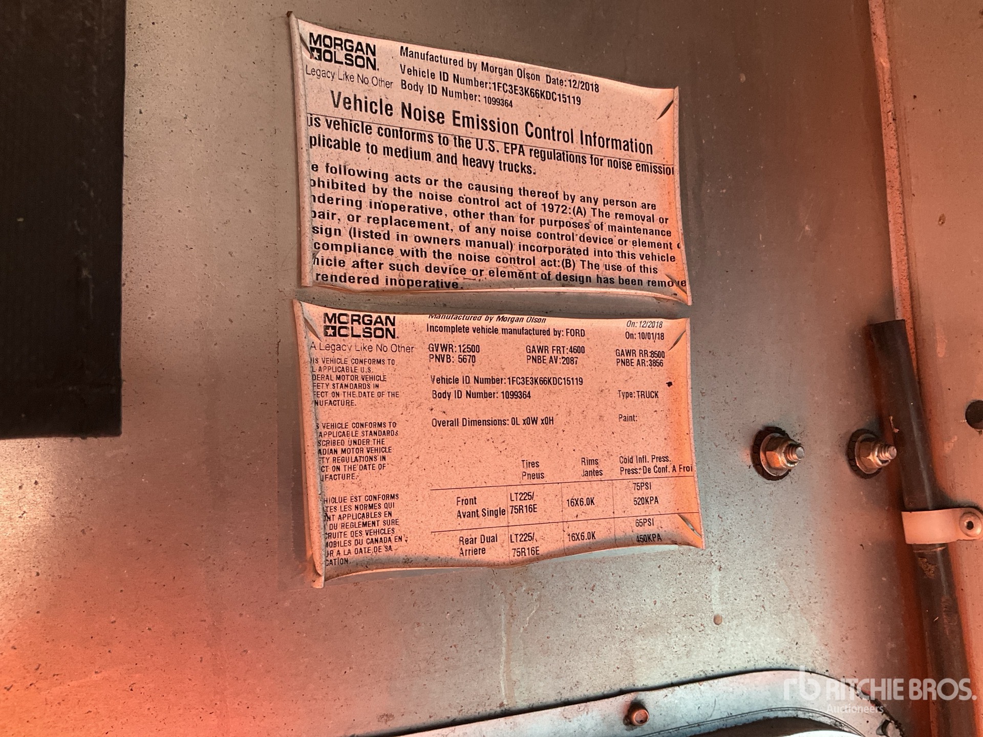 General Appearance with Serial Number / VIN