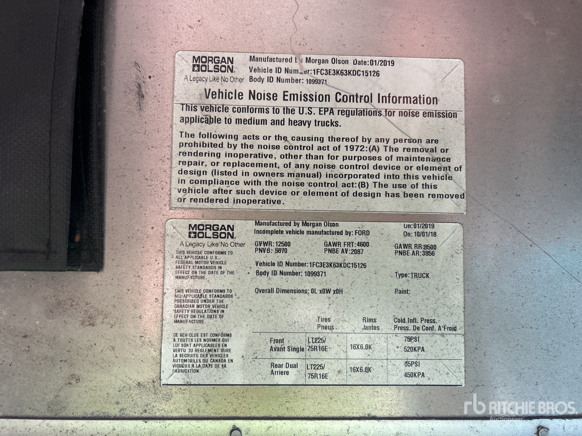 General Appearance with Serial Number / VIN