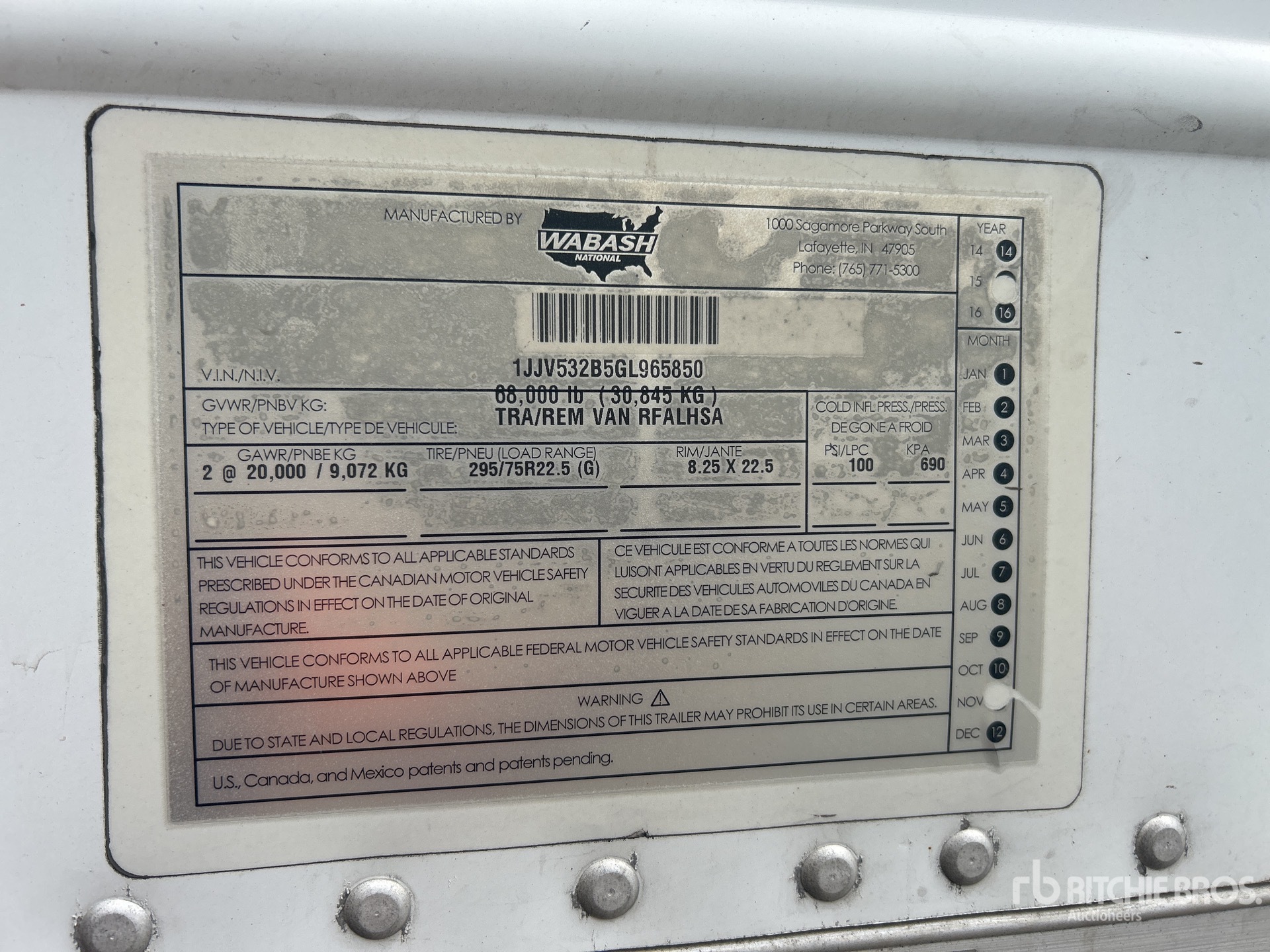 General Appearance with Serial Number / VIN