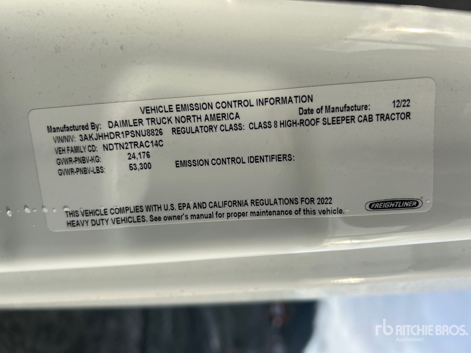 General Appearance with Serial Number / VIN