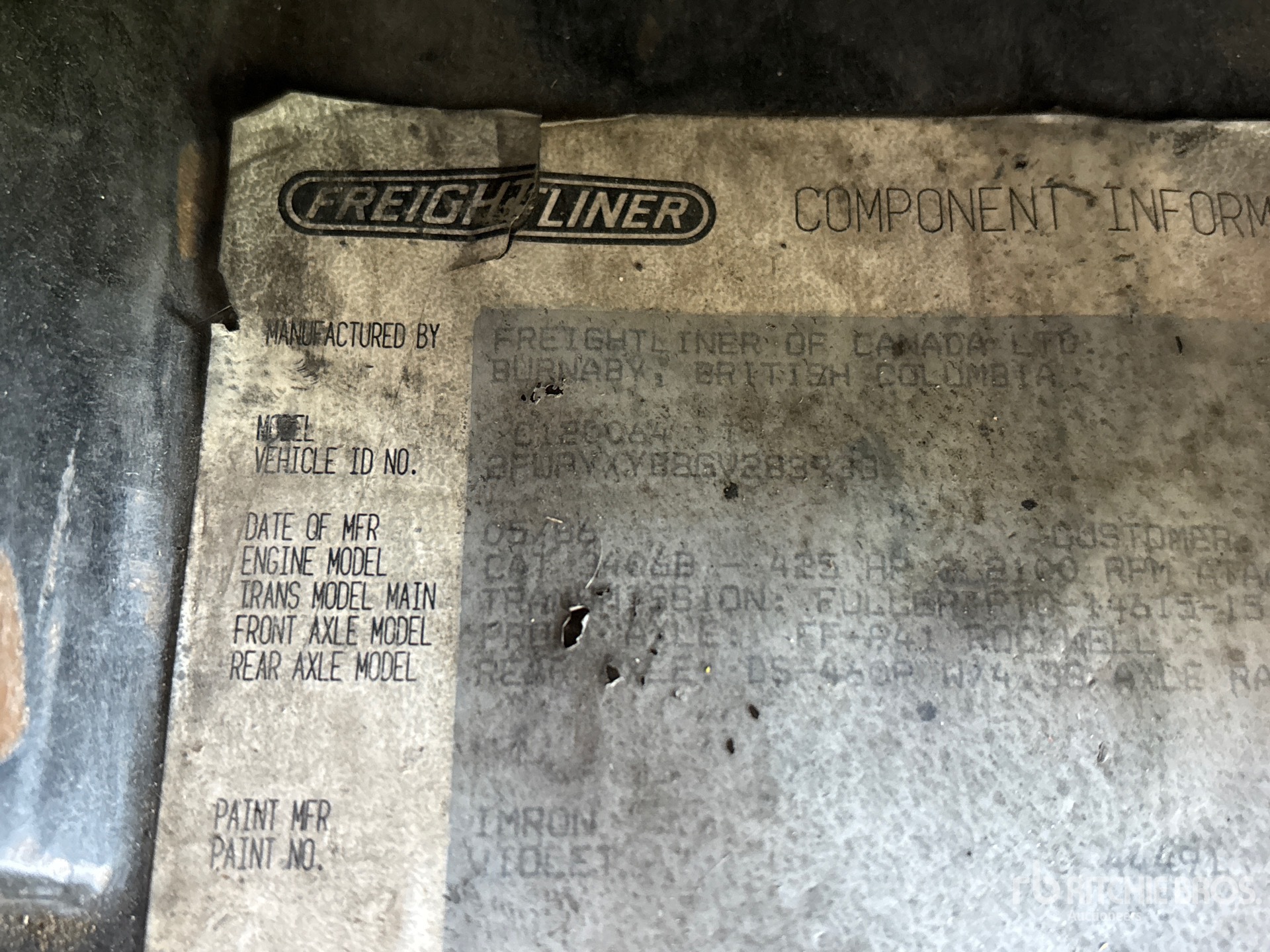 General Appearance with Serial Number / VIN