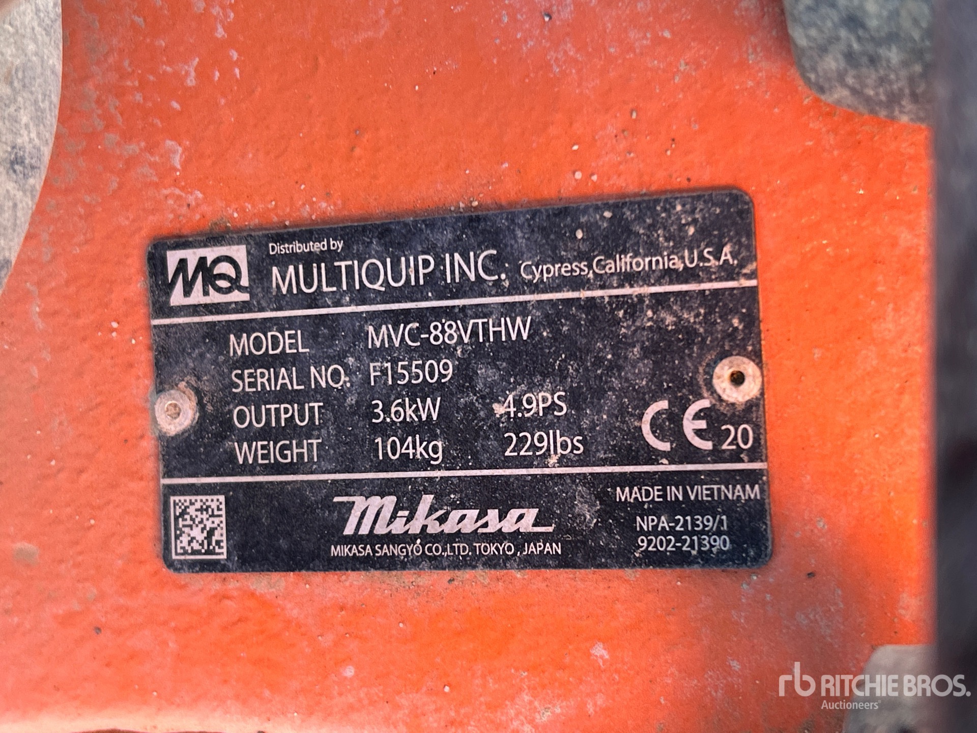 General Appearance with Serial Number / VIN