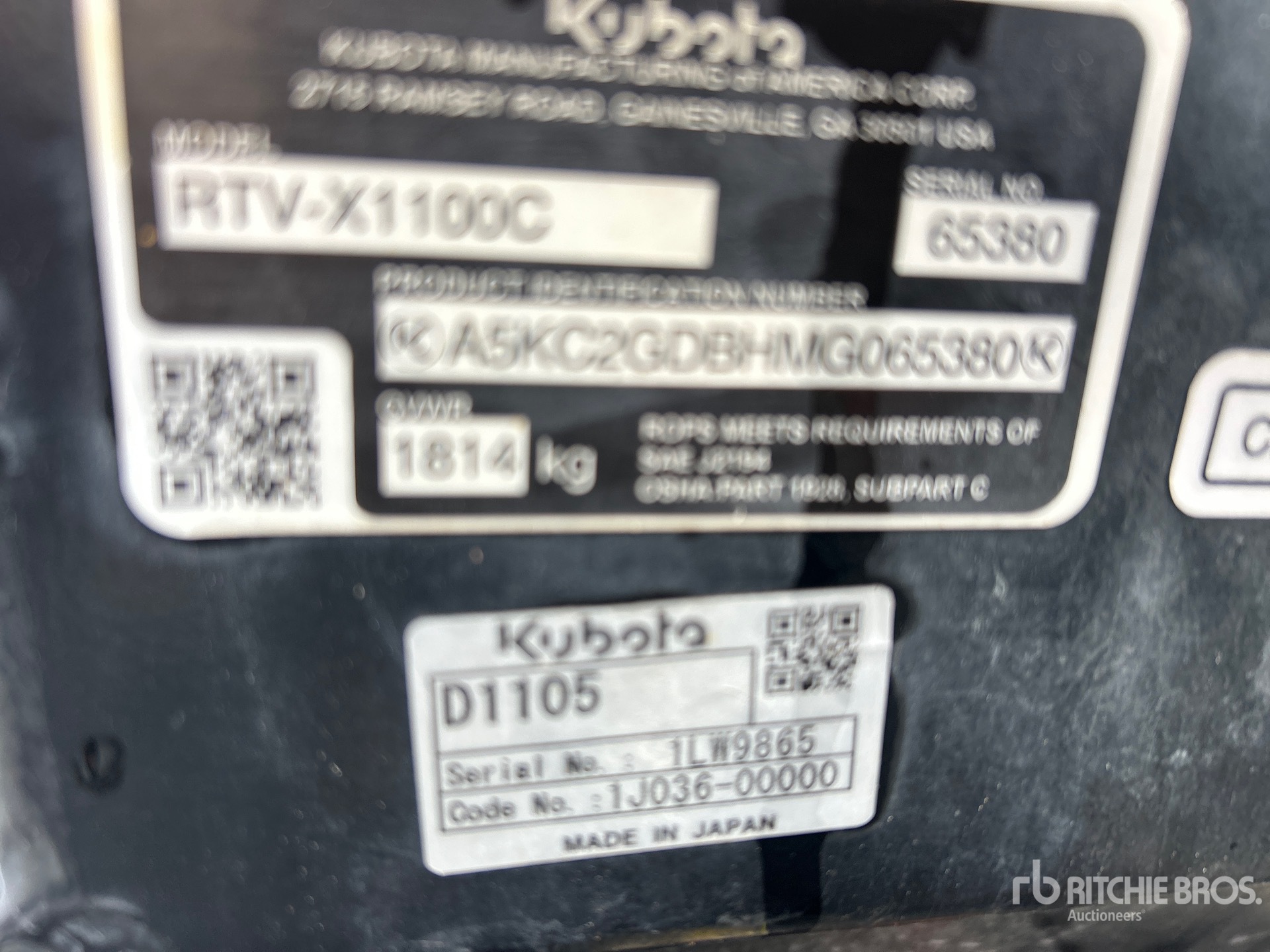 General Appearance with Serial Number / VIN