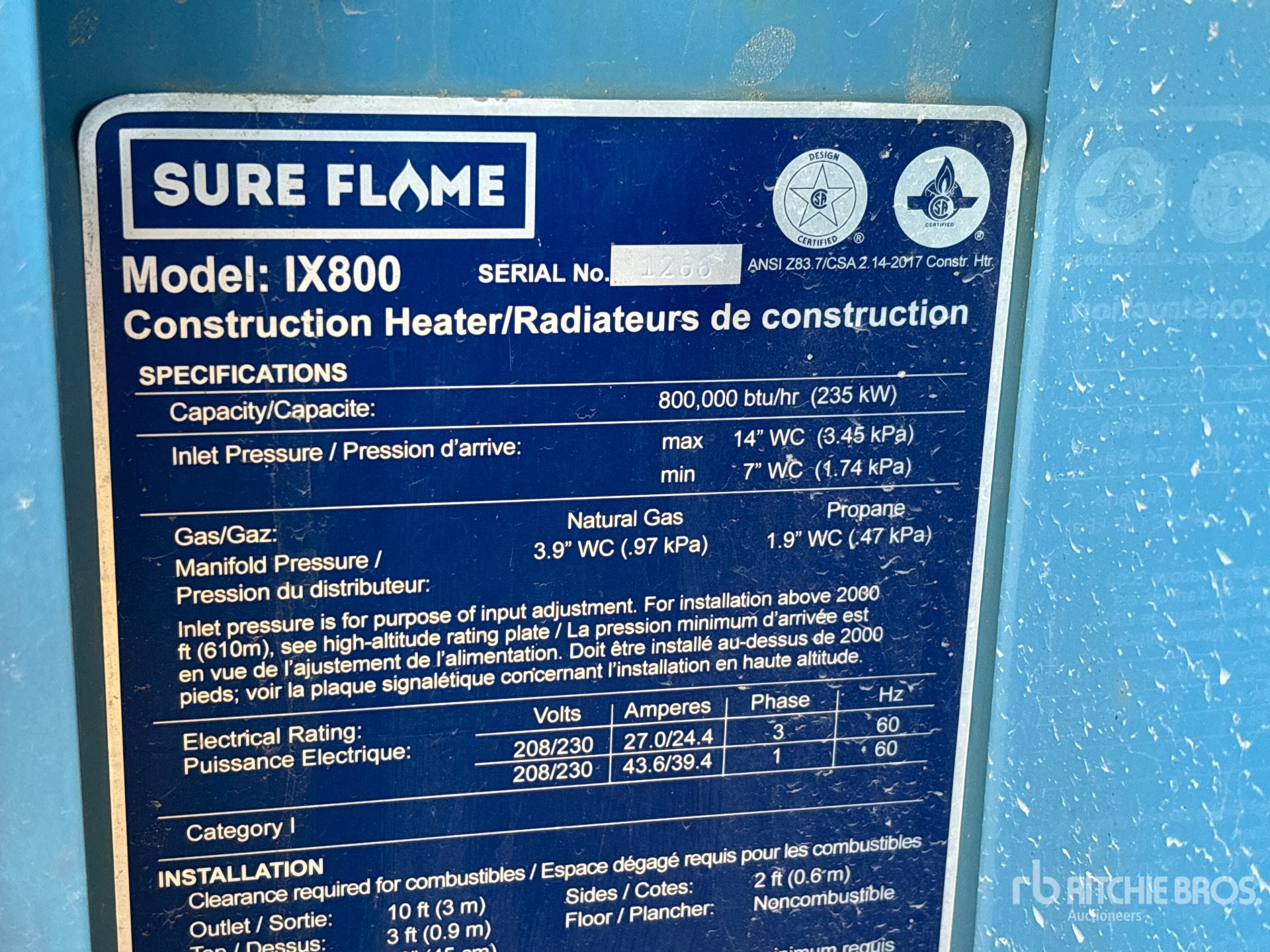 General Appearance with N.º de serie/VIN