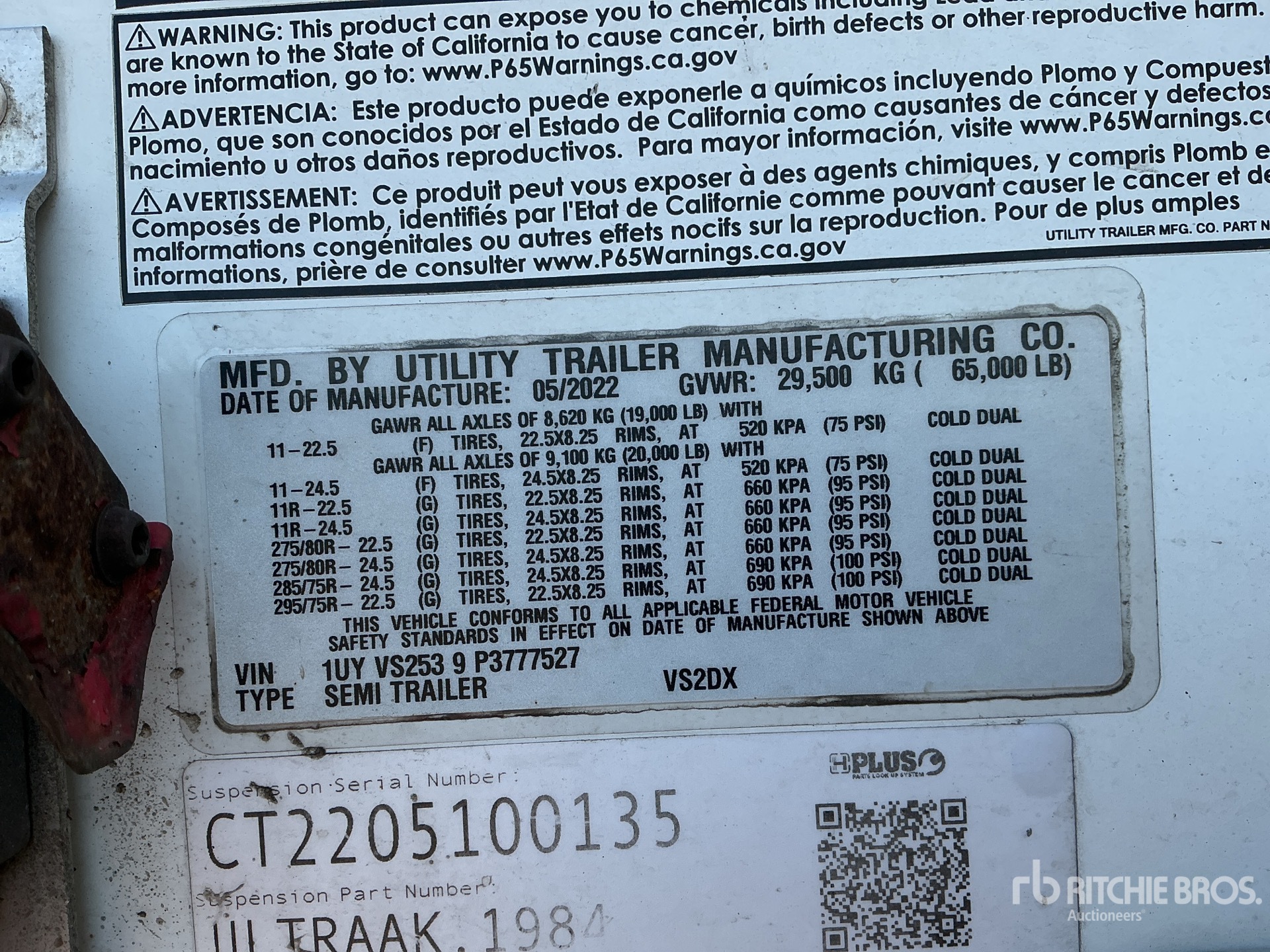 General Appearance with Serial Number / VIN