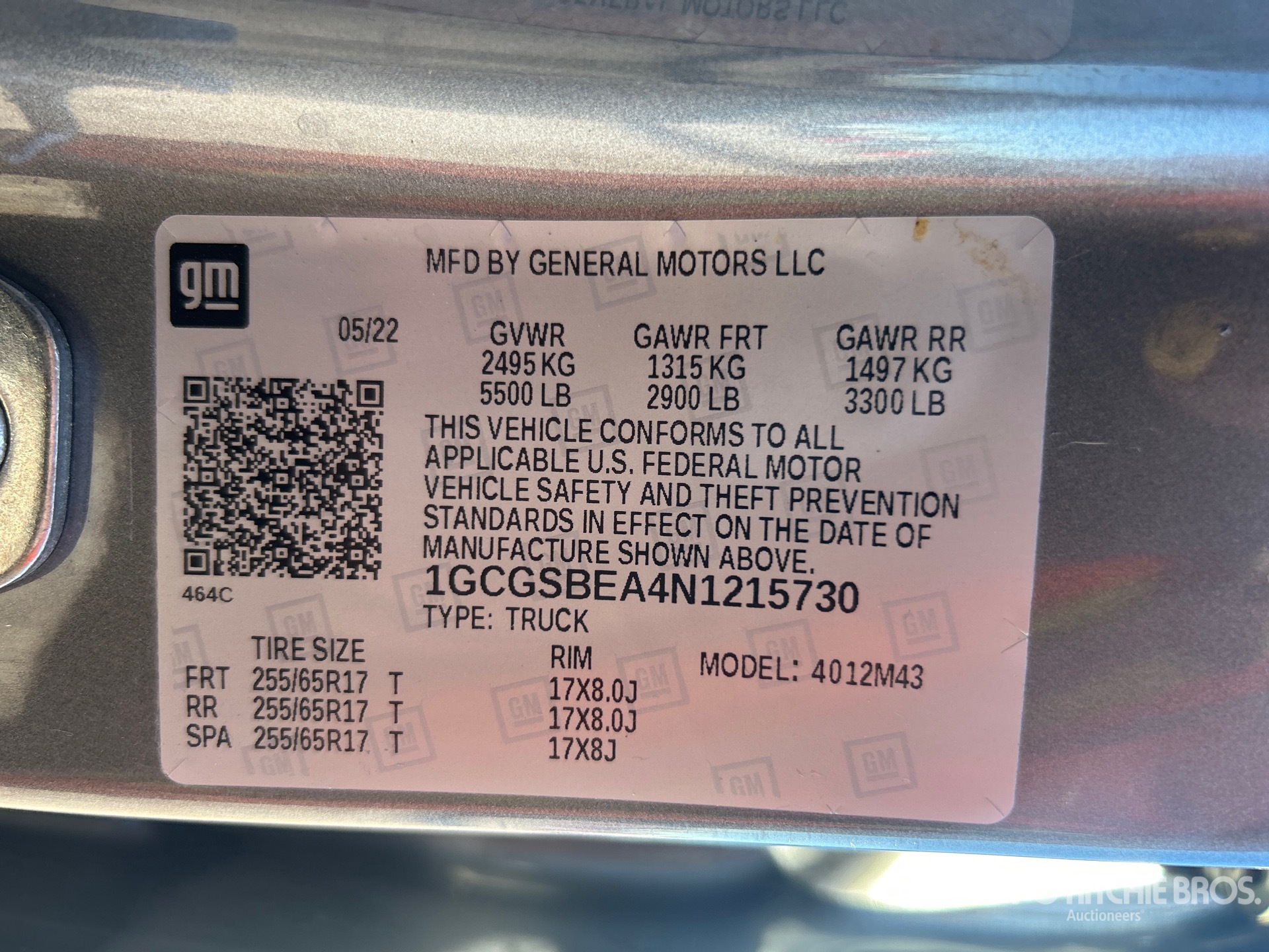 General Appearance with Serial Number / VIN