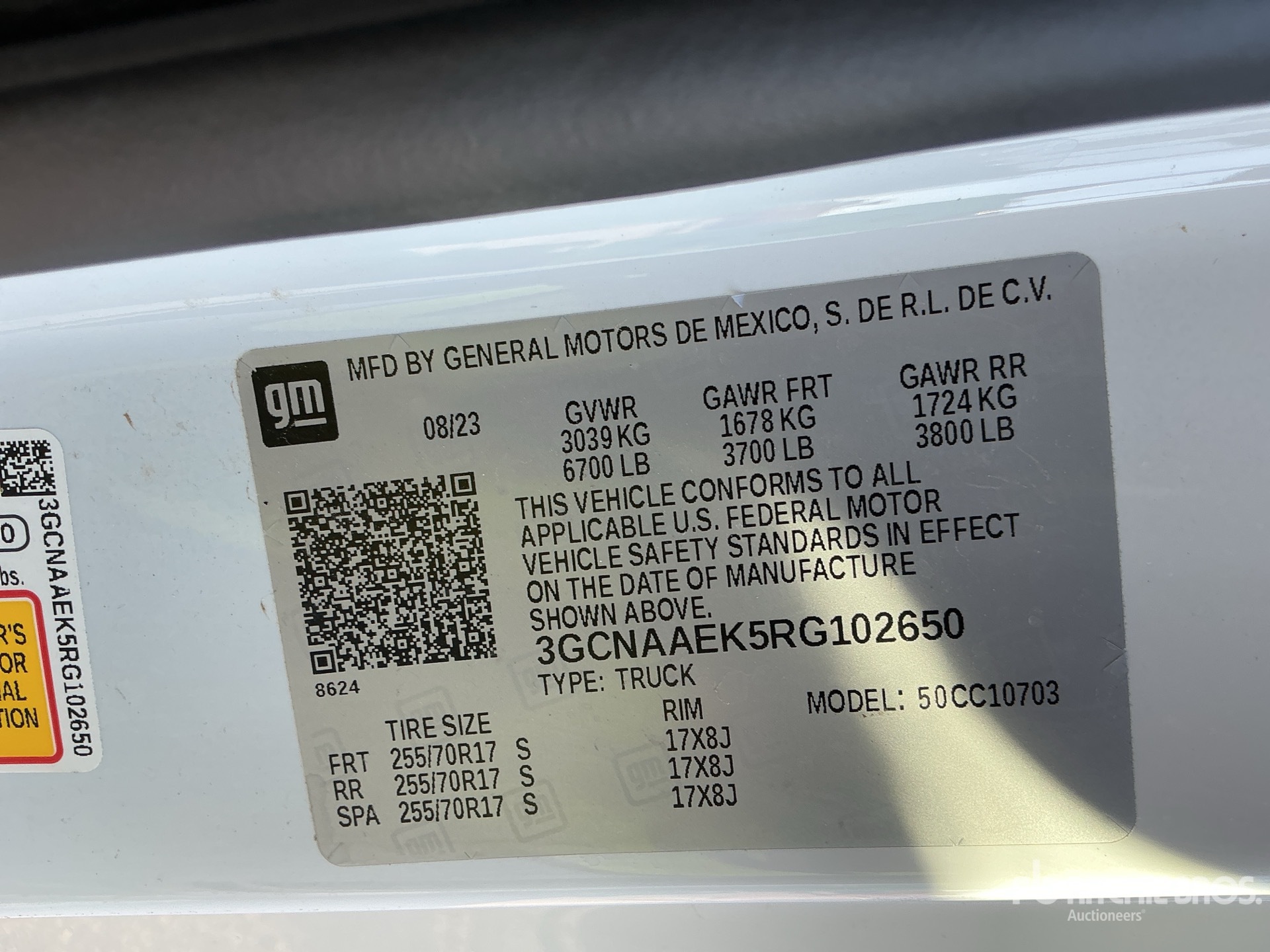 General Appearance with Serial Number / VIN