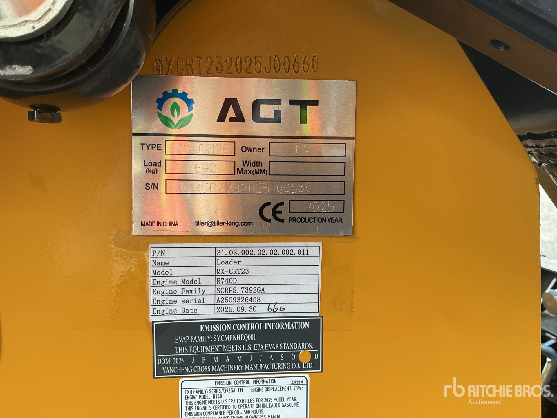 General Appearance with Serial Number / VIN