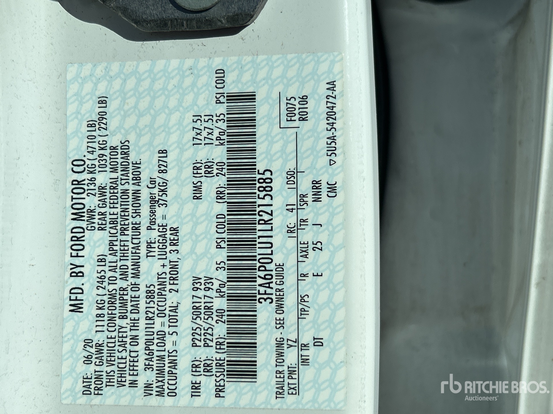 General Appearance with Serial Number / VIN