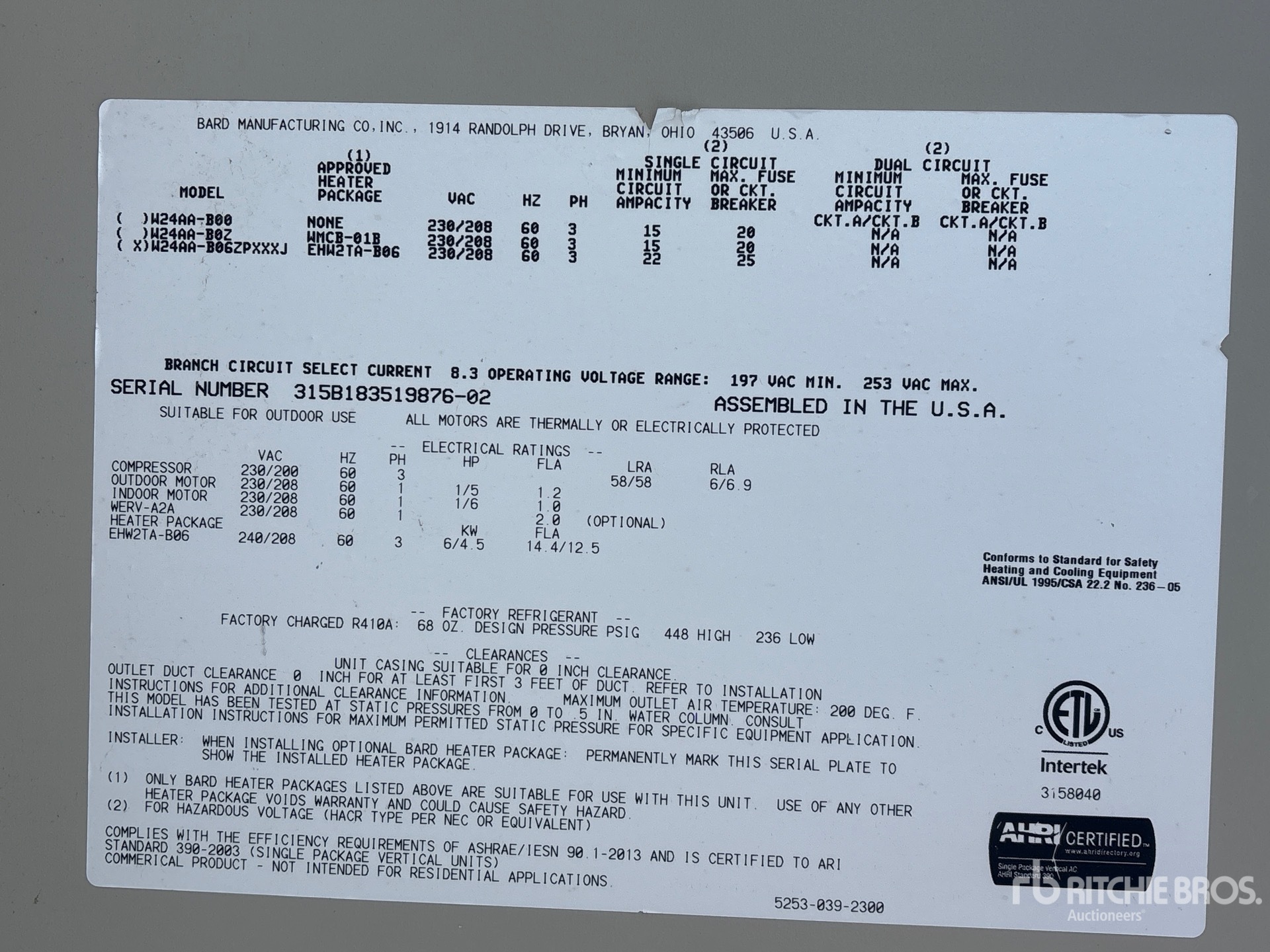 General Appearance with Numero seriale/numero d’identificazione del veicolo (VIN)