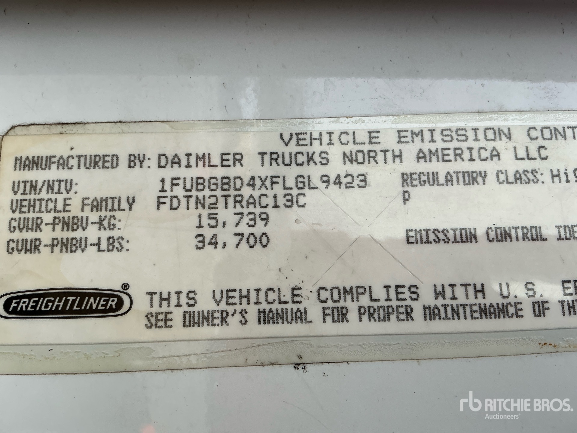 General Appearance with Serial Number / VIN