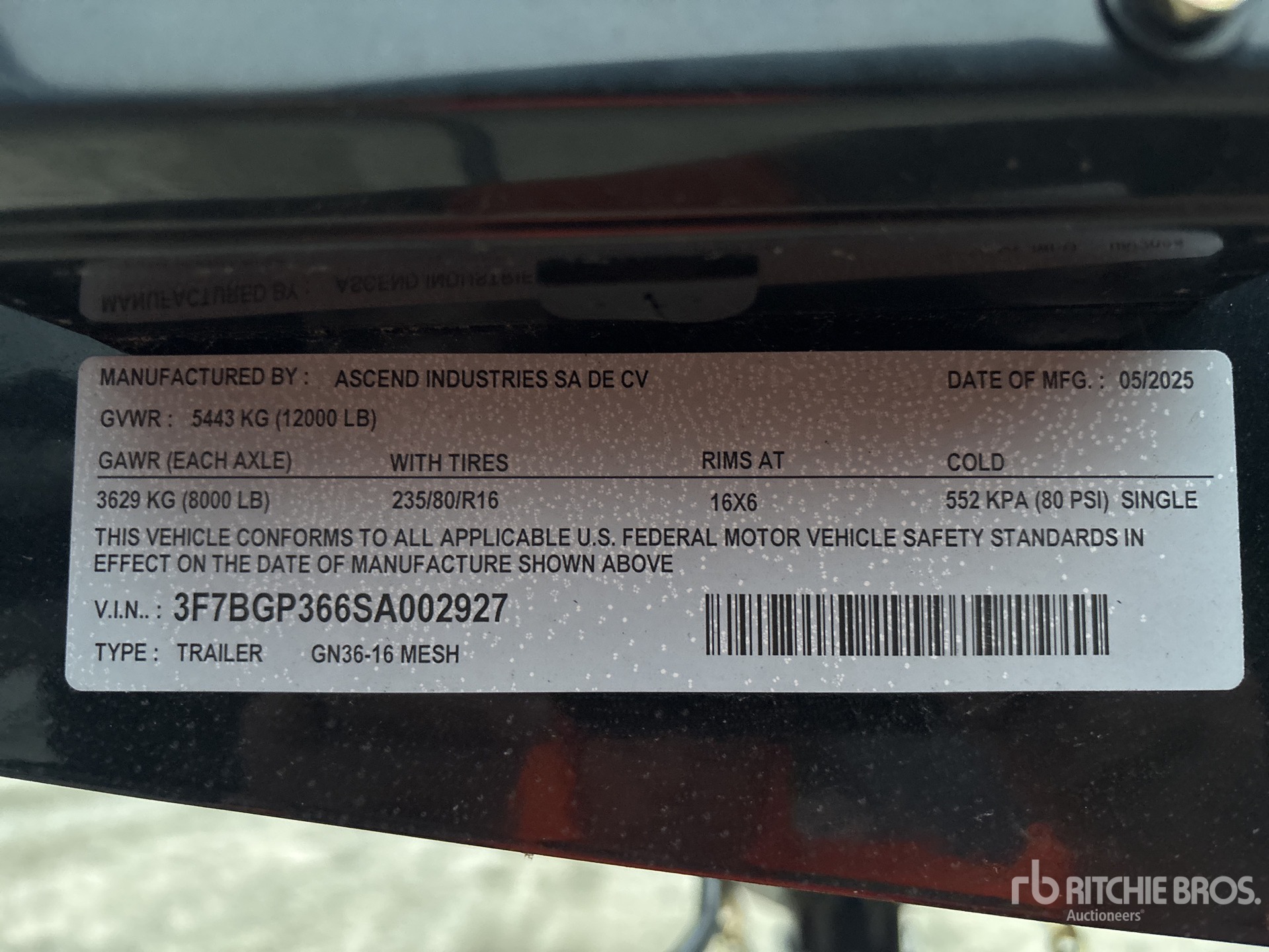 General Appearance with Serial Number / VIN