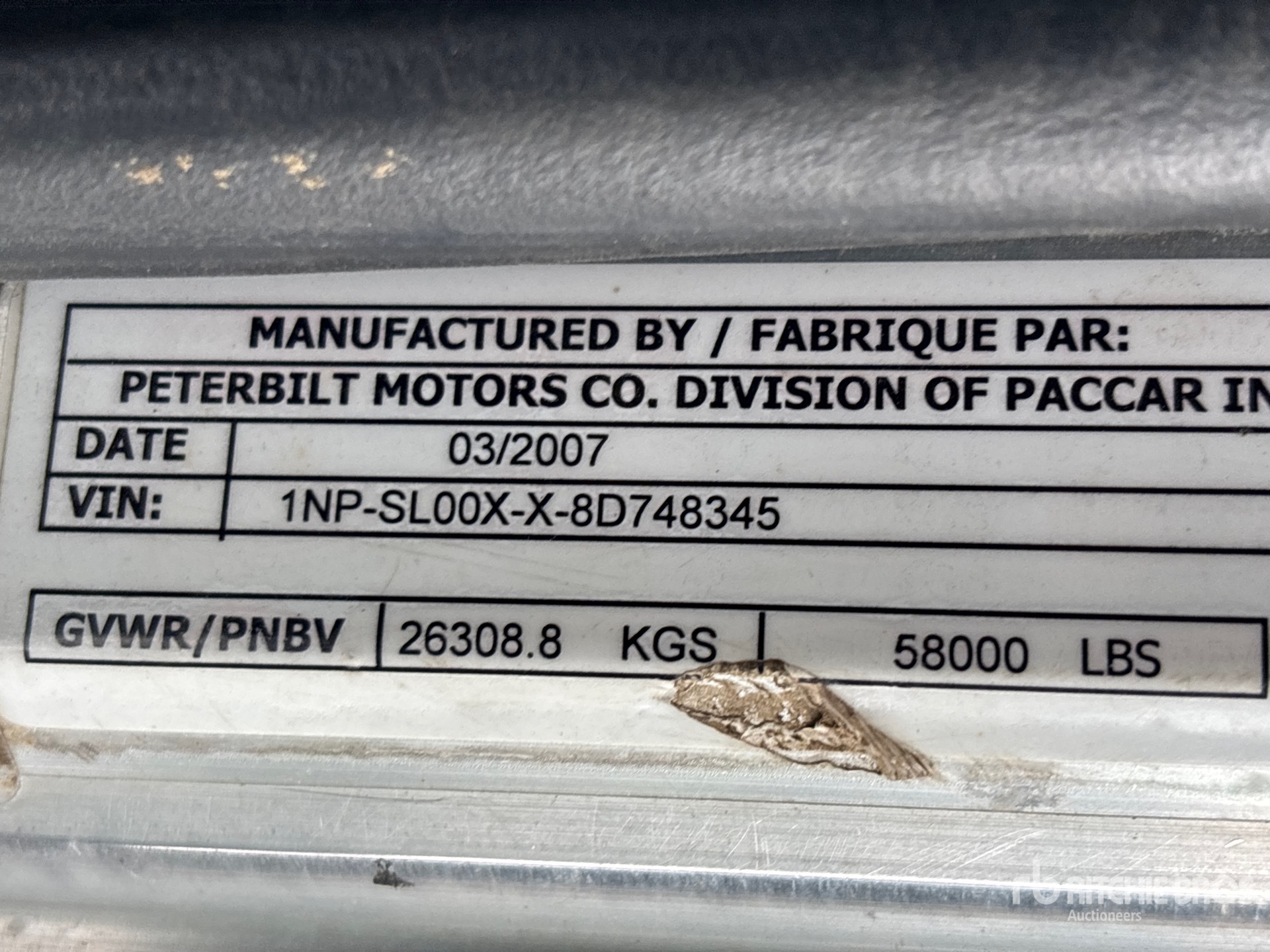 General Appearance with Serial Number / VIN