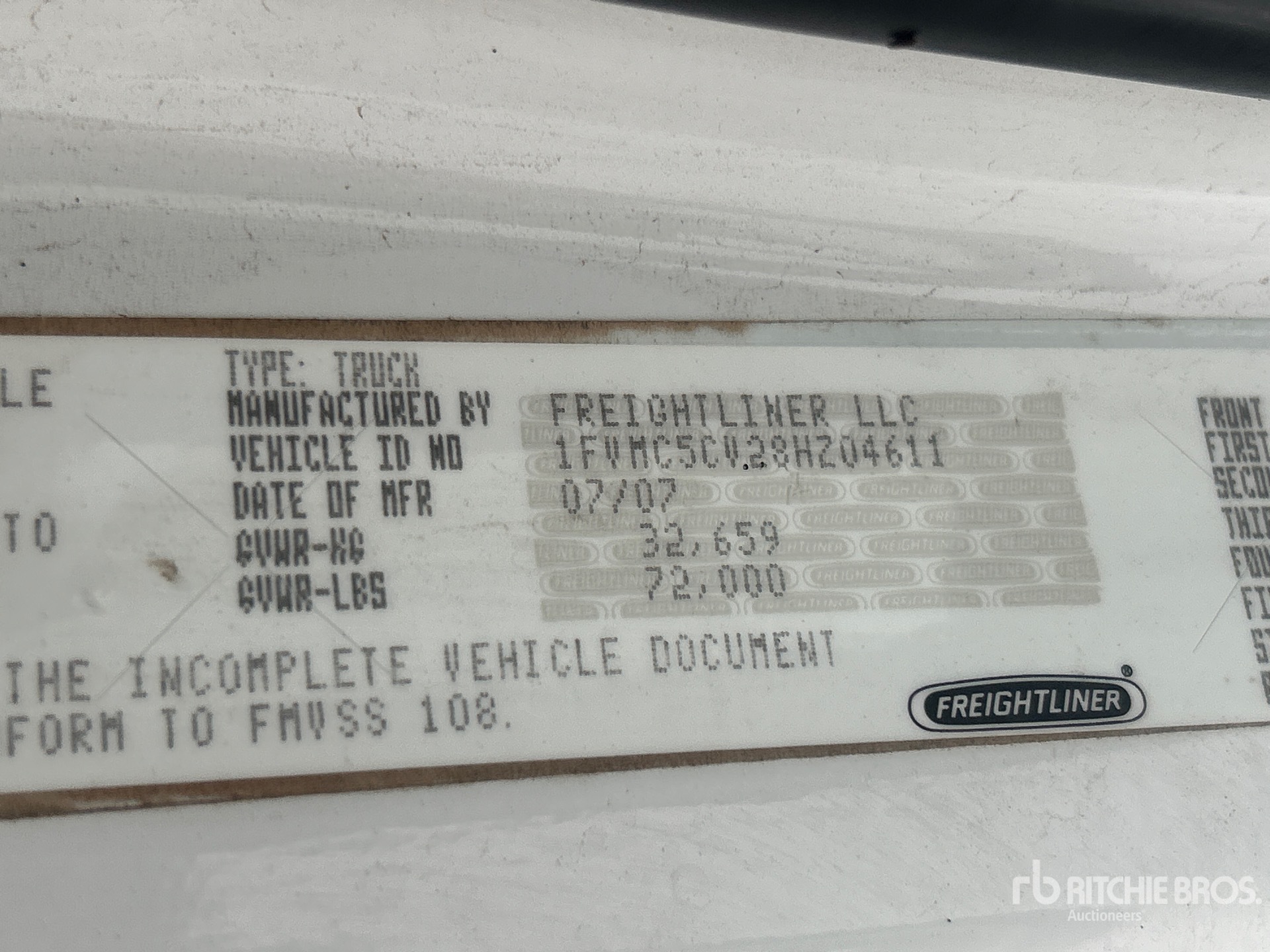 General Appearance with Serial Number / VIN