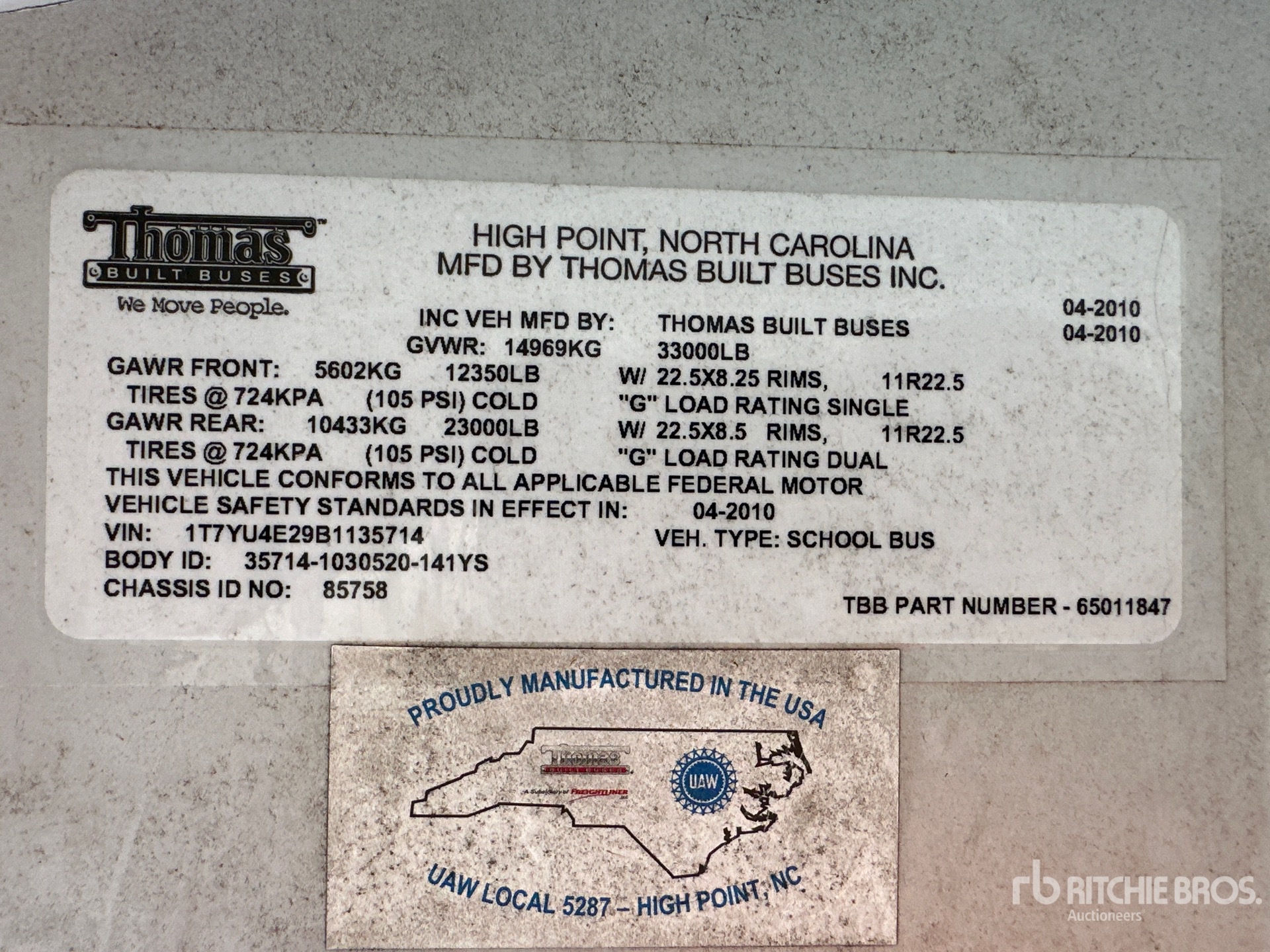 General Appearance with Serial Number / VIN