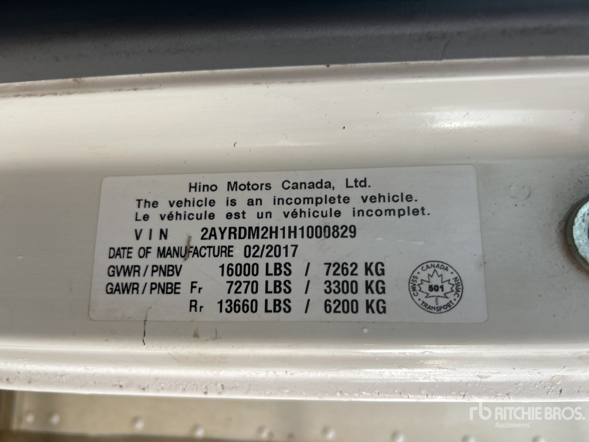 General Appearance with Serial Number / VIN