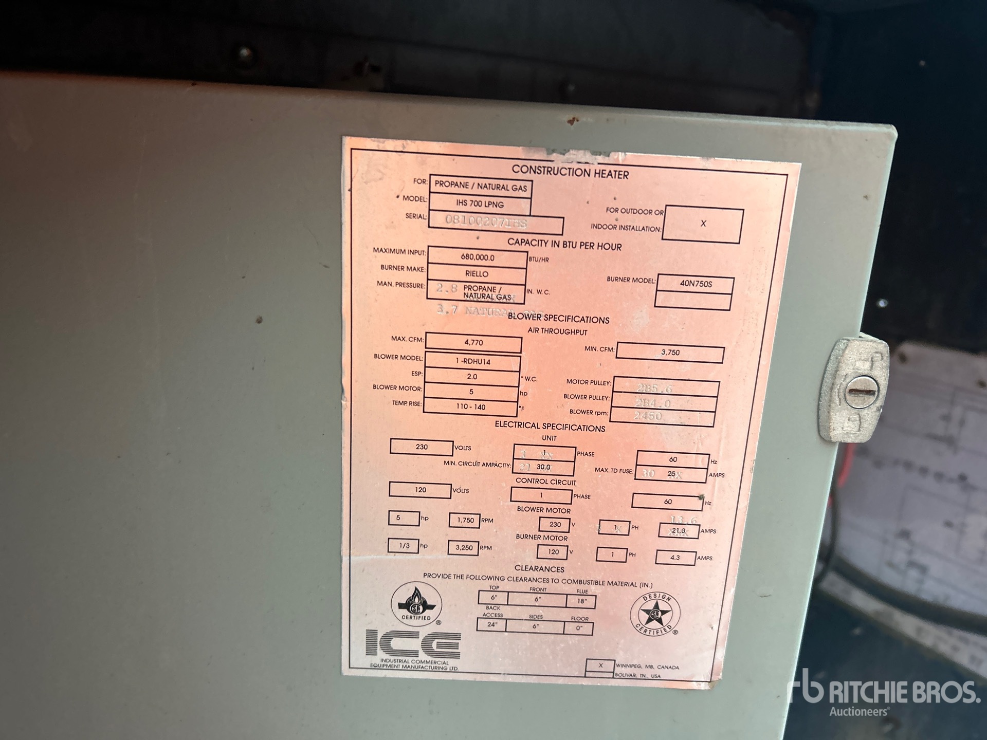 General Appearance with Serial Number / VIN