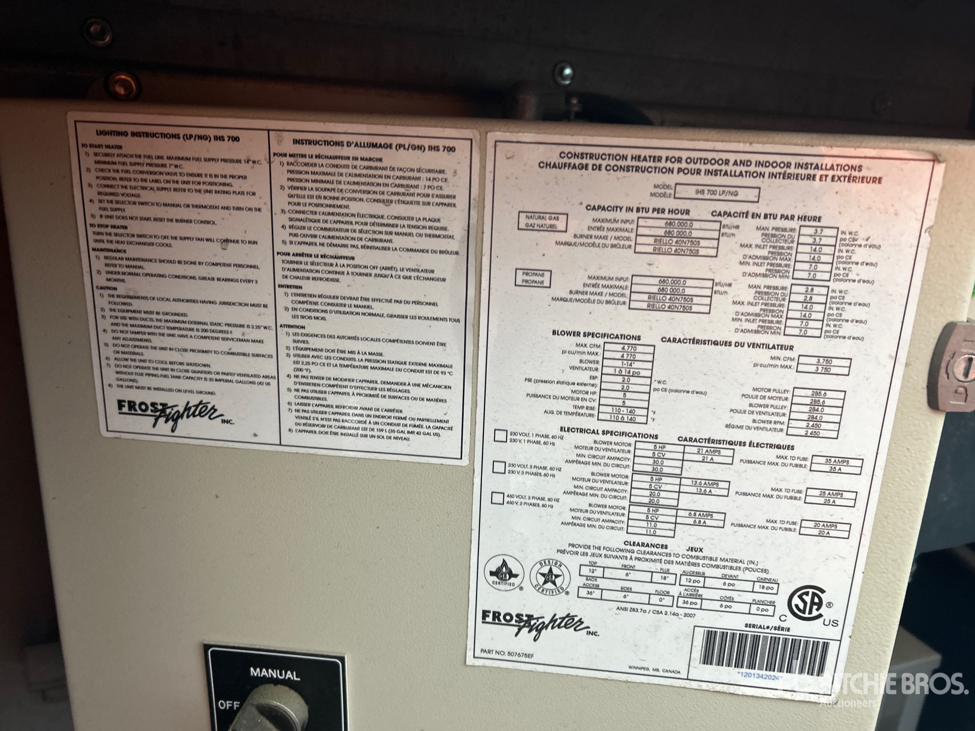 General Appearance with Serial Number / VIN