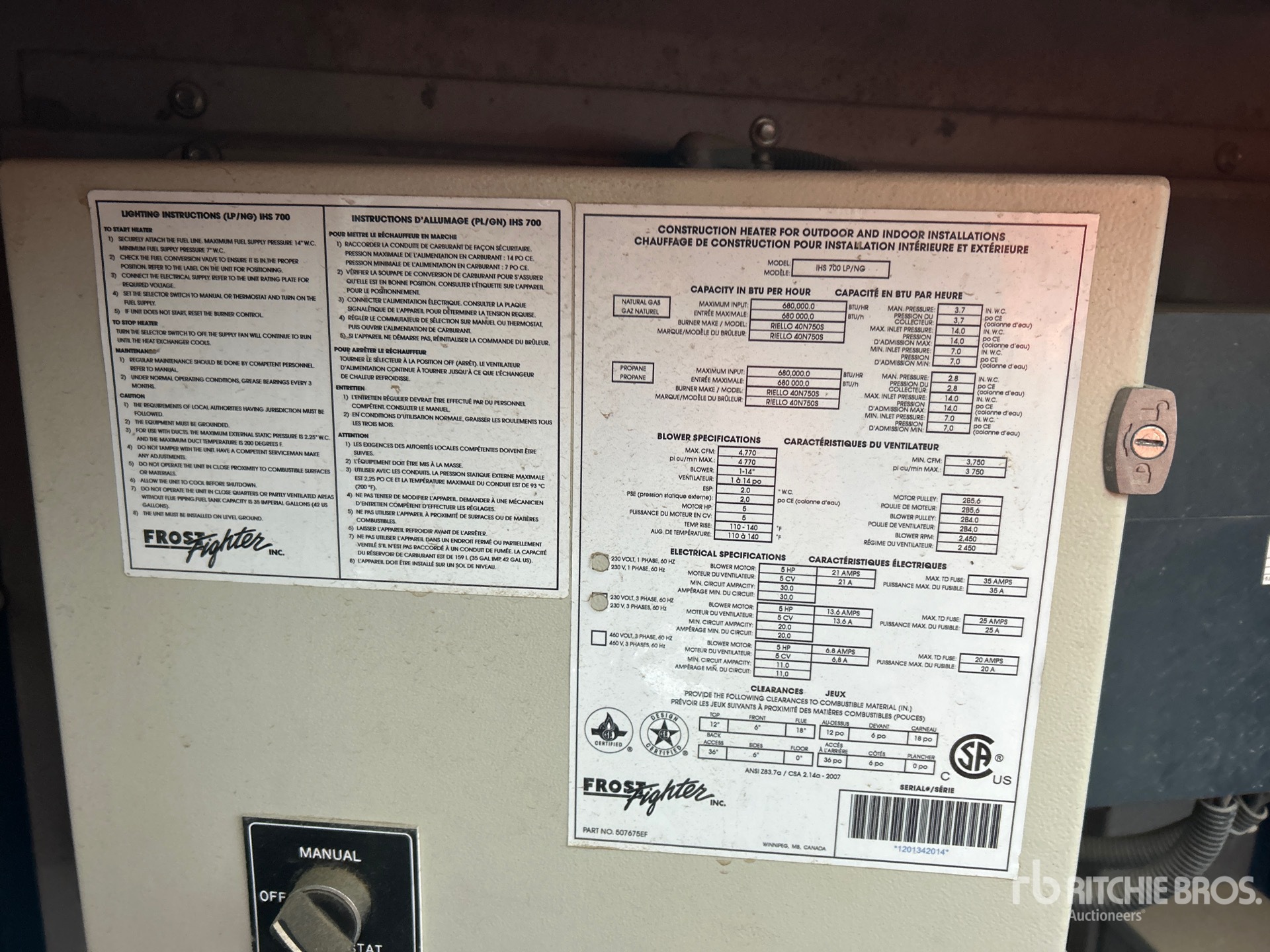 General Appearance with Serial Number / VIN