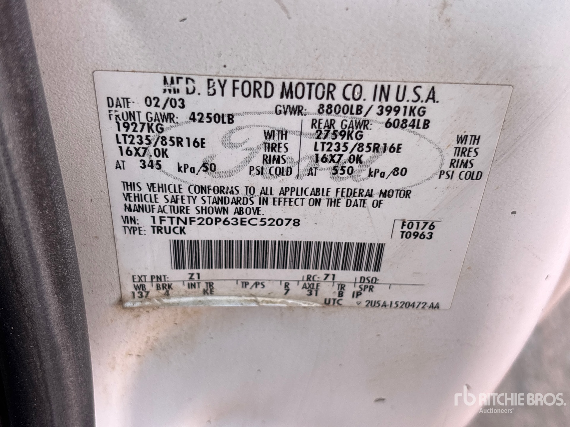 General Appearance with Serial Number / VIN