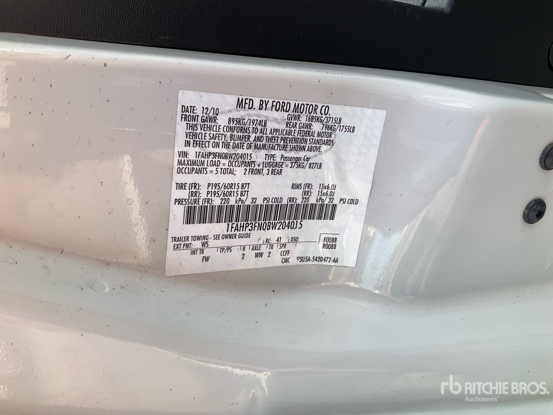 General Appearance with Serial Number / VIN