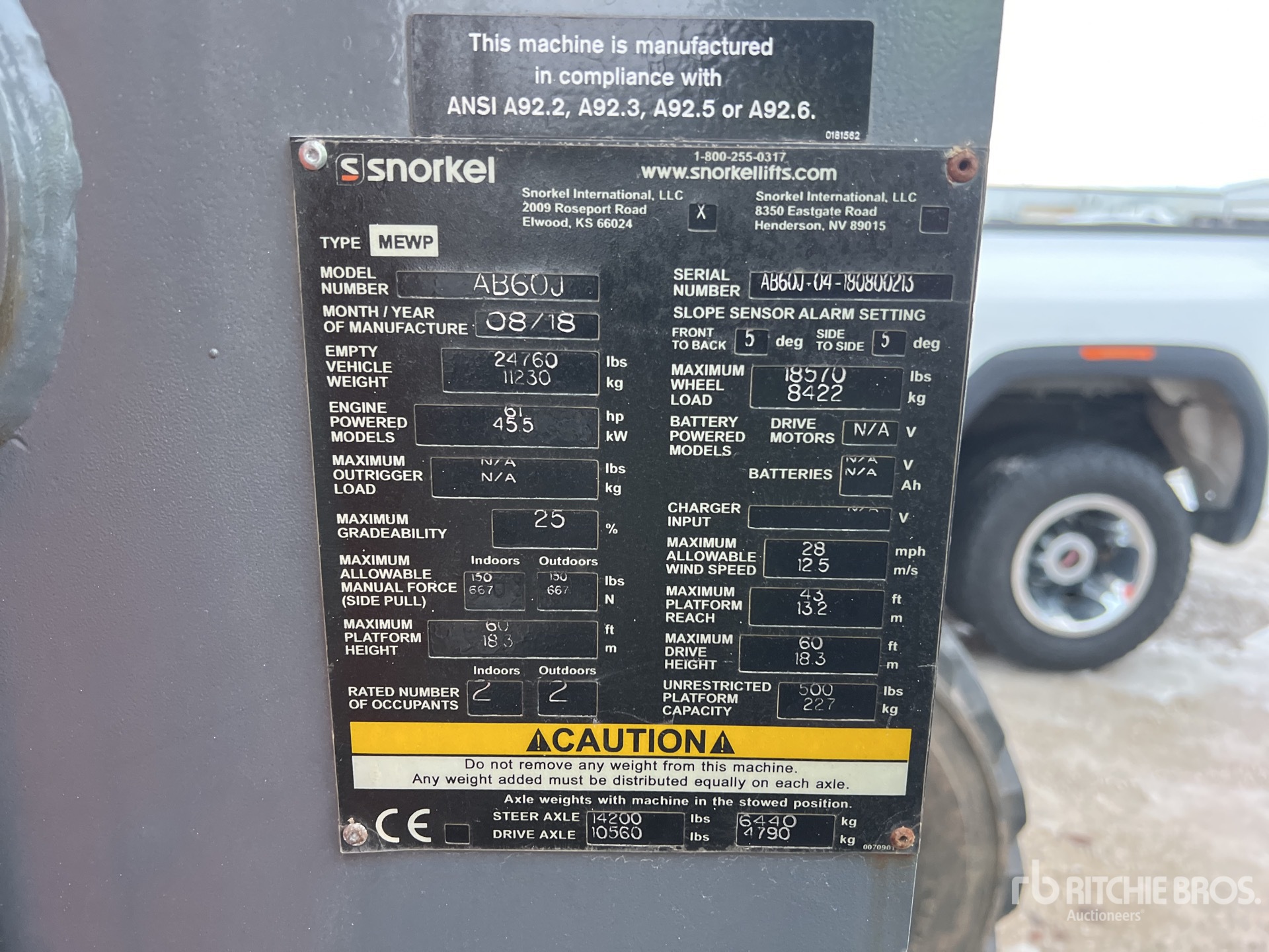 General Appearance with Serial Number / VIN