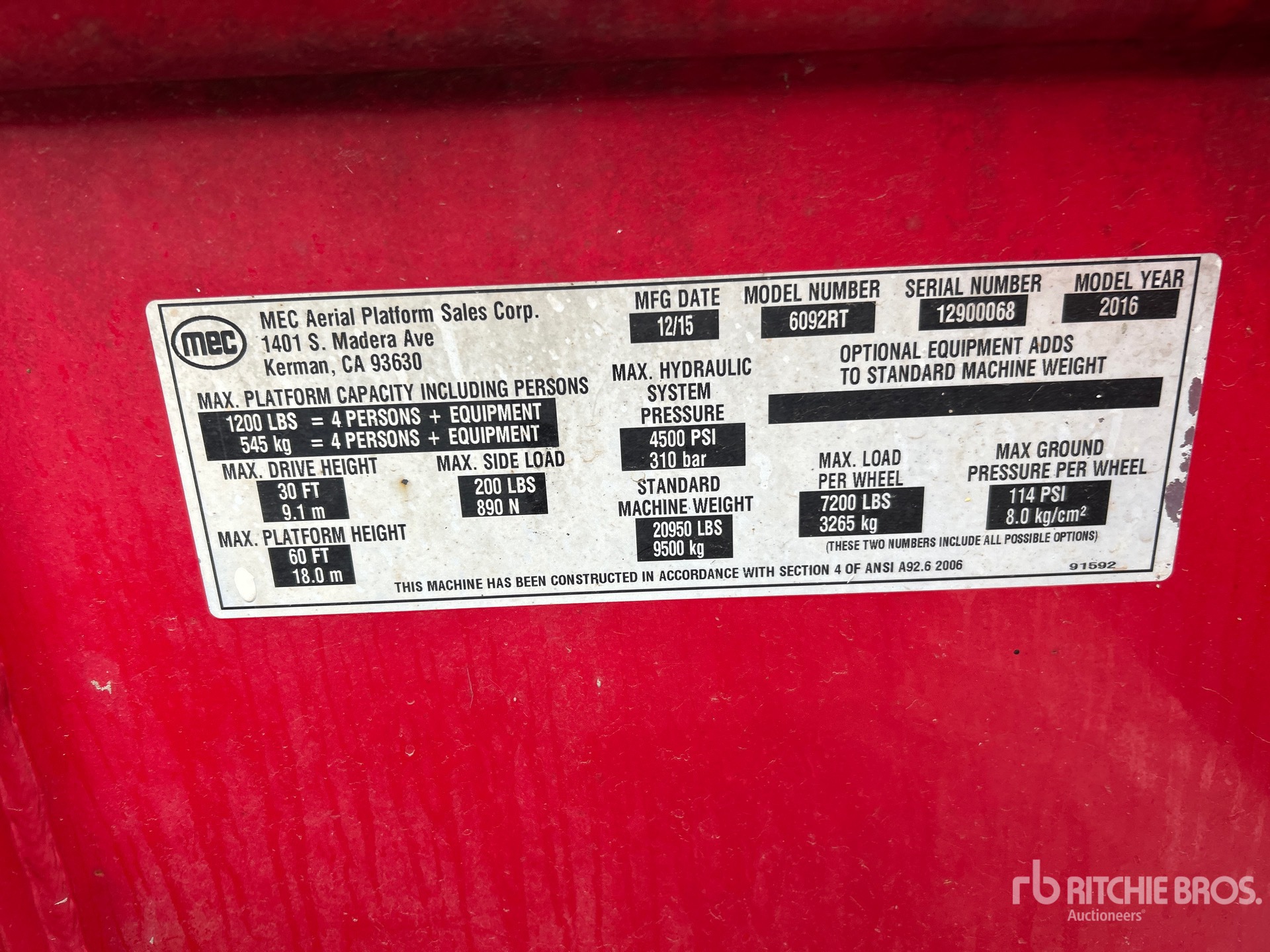 General Appearance with N.º de serie/VIN