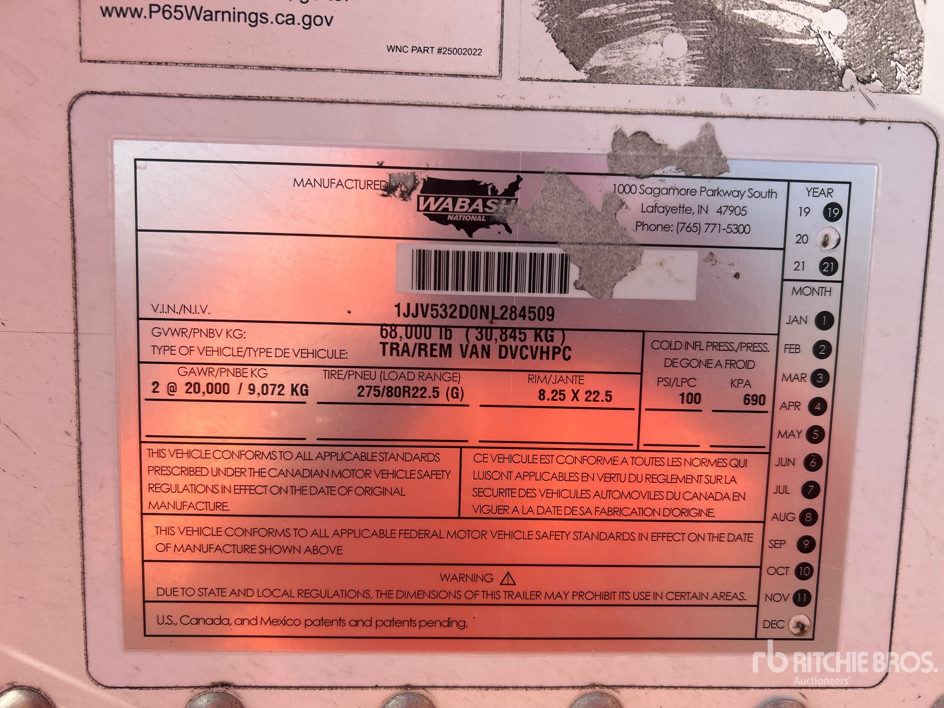 General Appearance with Serial Number / VIN