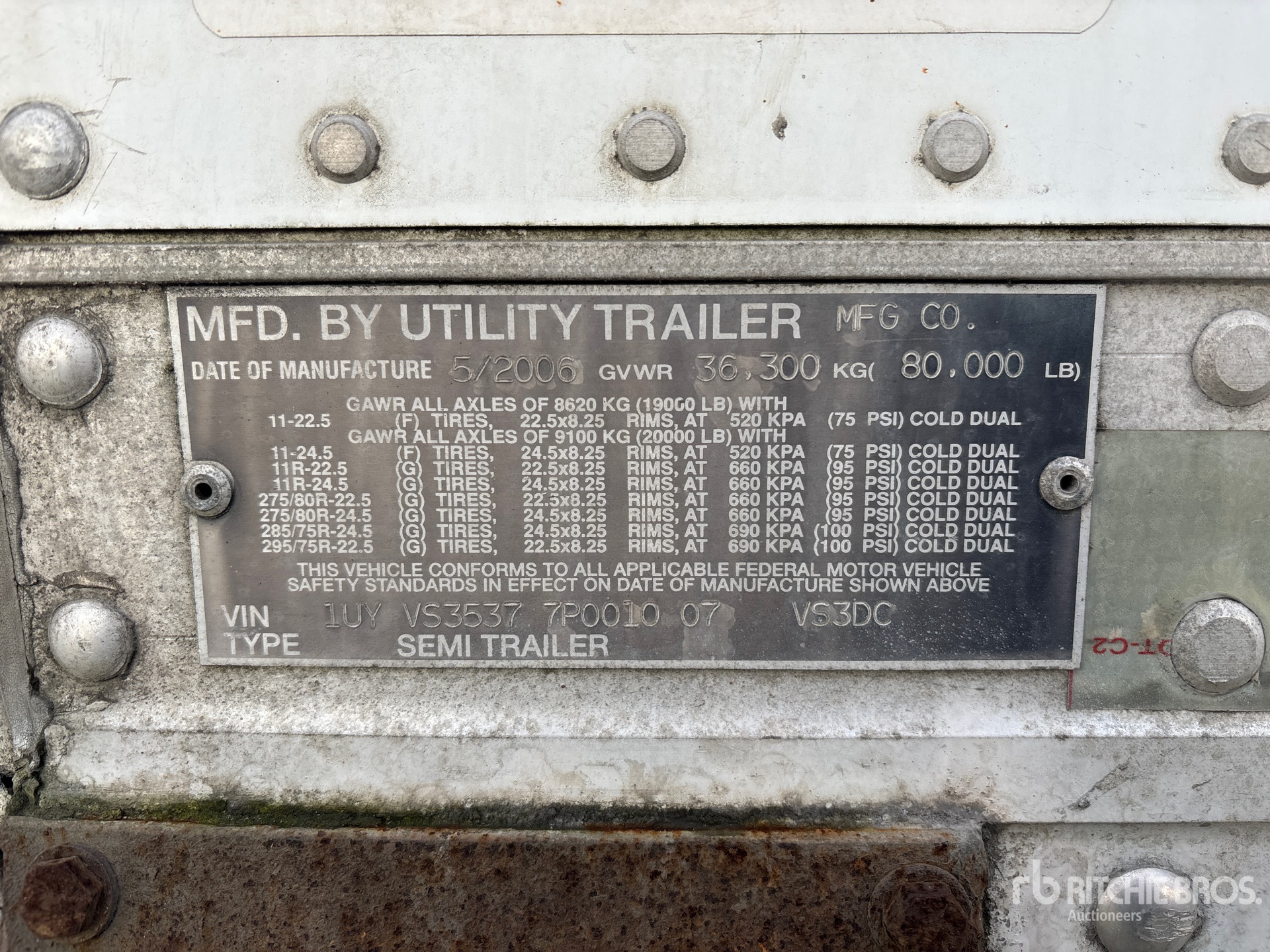 General Appearance with Serial Number / VIN