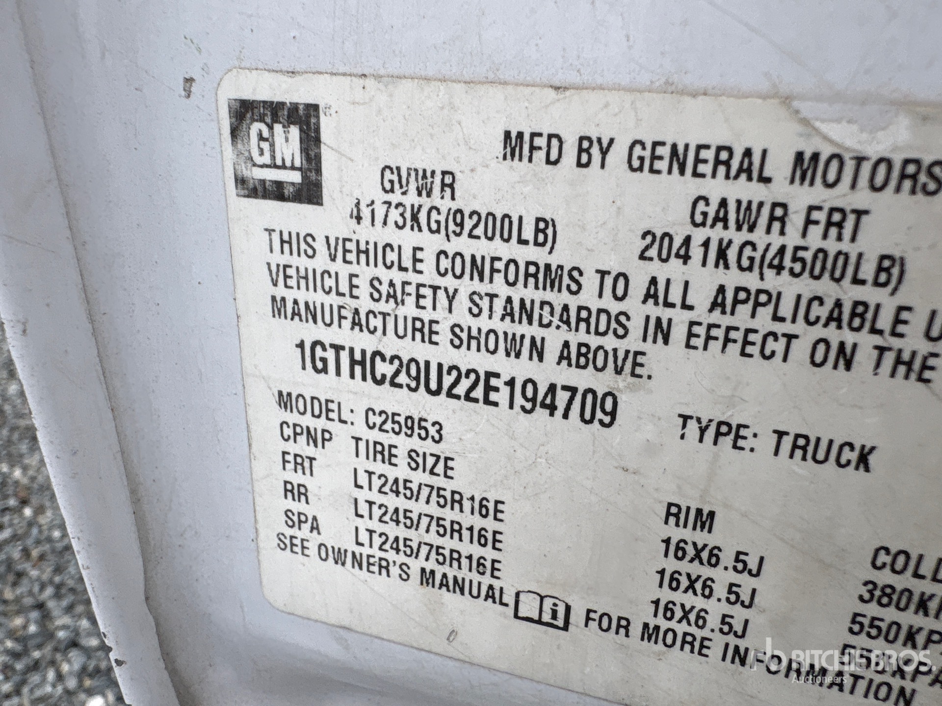 General Appearance with Serial Number / VIN