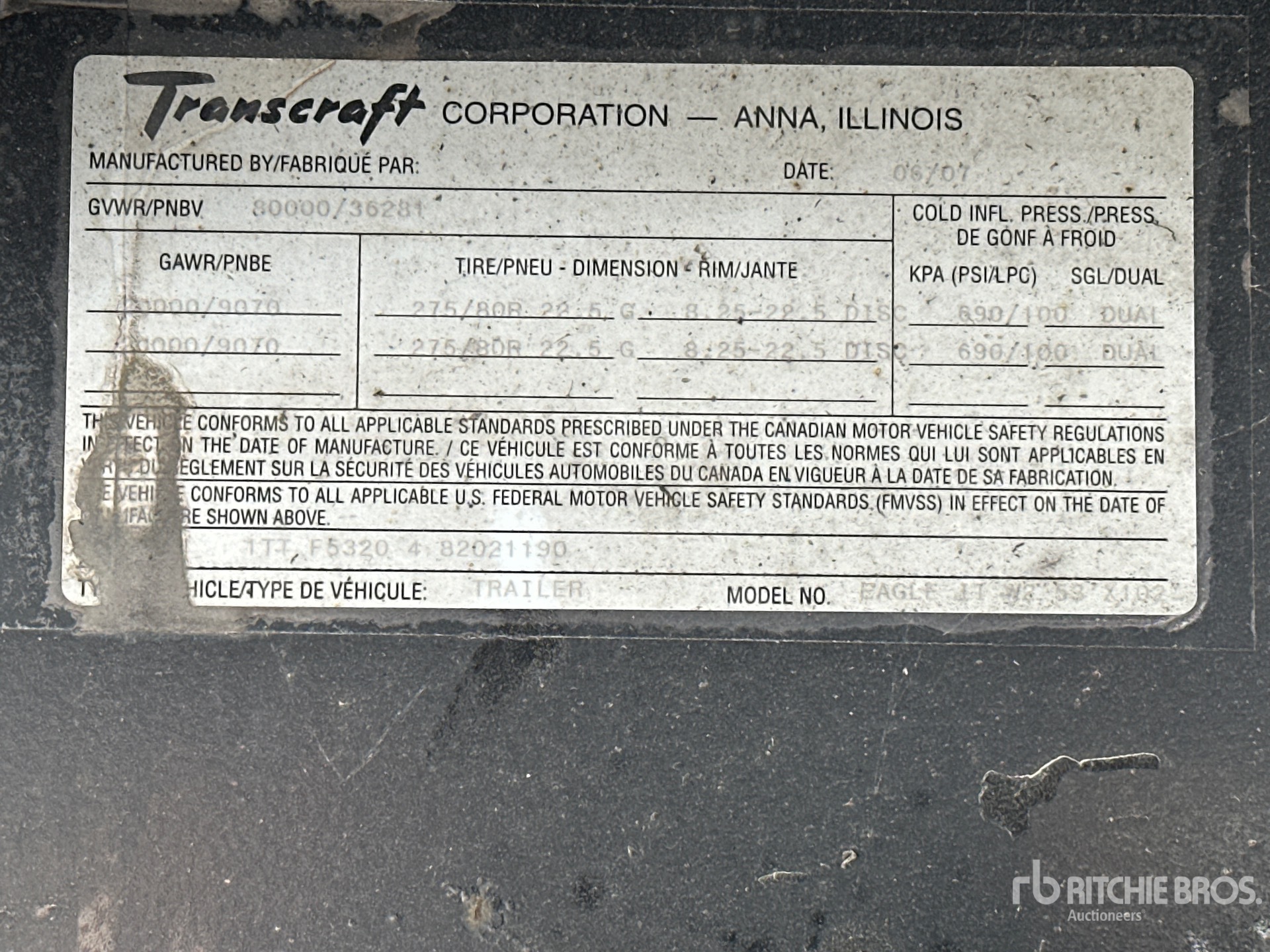 General Appearance with Serial Number / VIN