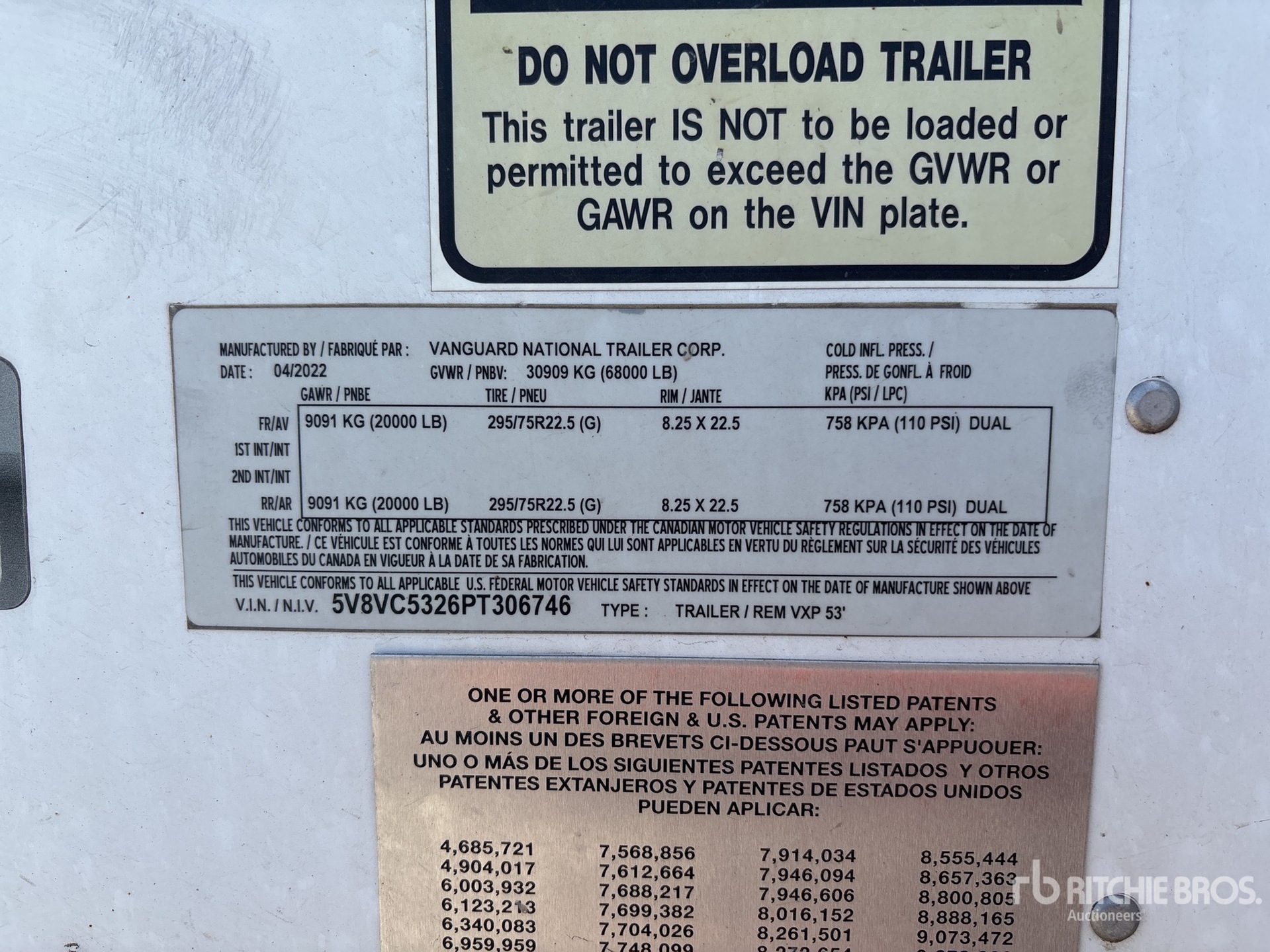 General Appearance with Serial Number / VIN