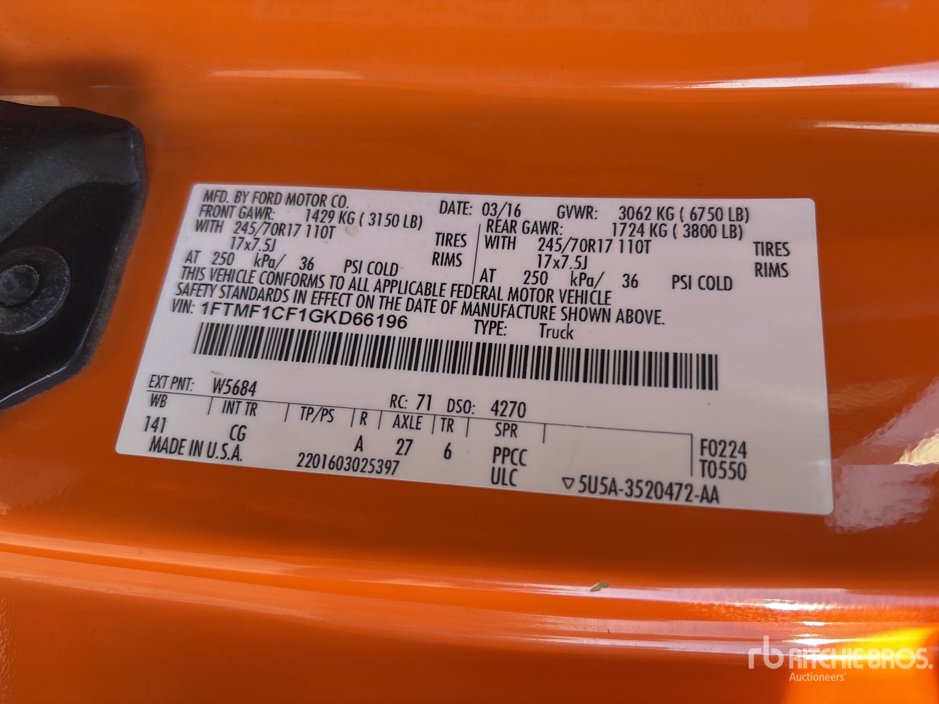 General Appearance with Serial Number / VIN