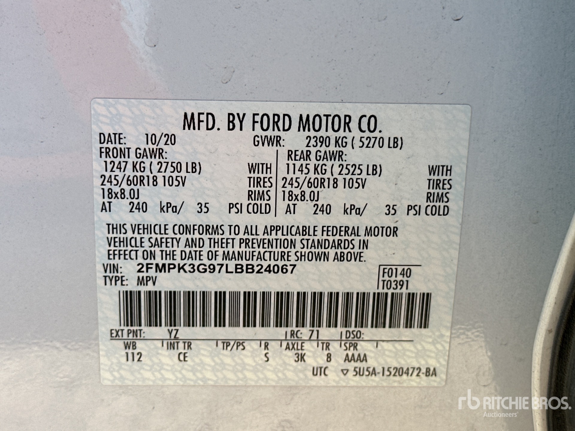 General Appearance with Serial Number / VIN