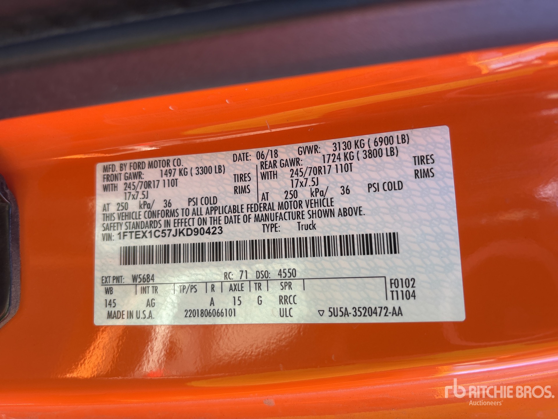 General Appearance with Serial Number / VIN